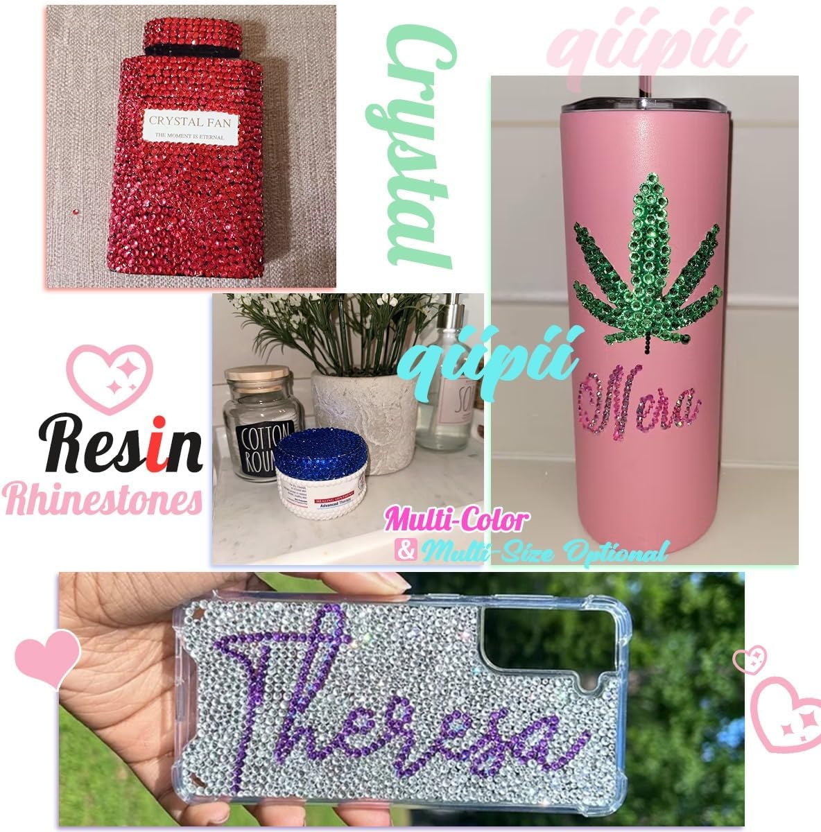 Light Pink Crystal Resin Rhinestones w B7000 Jewelry Glue for Bedazzling Crafting Flatback Stones 3mm 4mm 5mm 6mm Diamonds Crystals Gems Charms for Nails Face Eyes Makeup Tumblers DIY Crafts