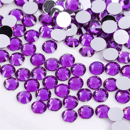3000 Pieces SS12 3mm Flatback Rhinestones Clear Glass Round Gems Crystals for Nail Art DIY Crafts Clothes Shoes Bags （Purple）