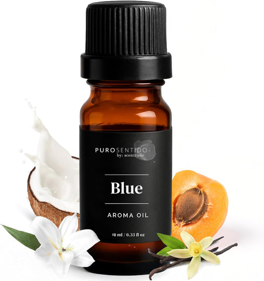 PuroSentido Blue Aroma Oil (10 ml) - Luxury Essential & Fragrance Oil for Diffusers and Humidifiers, Apricot, Coconut Milk & Vanilla Home & Hotel Scent