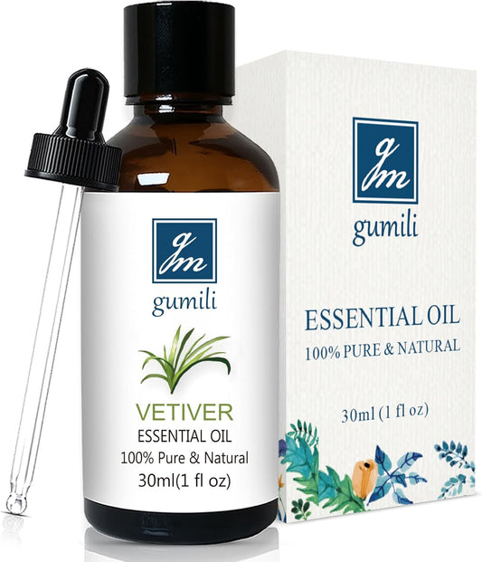 Vetiver Essential Oil 1 Oz - 100% Pure & Natural Vetiver Oil for Diffuser, Aromatherapy, Skin, Hair, Massage, Relaxing Scent