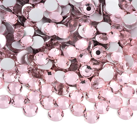 Flatback Rhinestones Round Gems for Nails Art and Crafts 4000Pcs SS12 3mm Glitter Crystals Stone DIY Bags Clothes Shoes (Light Pink)