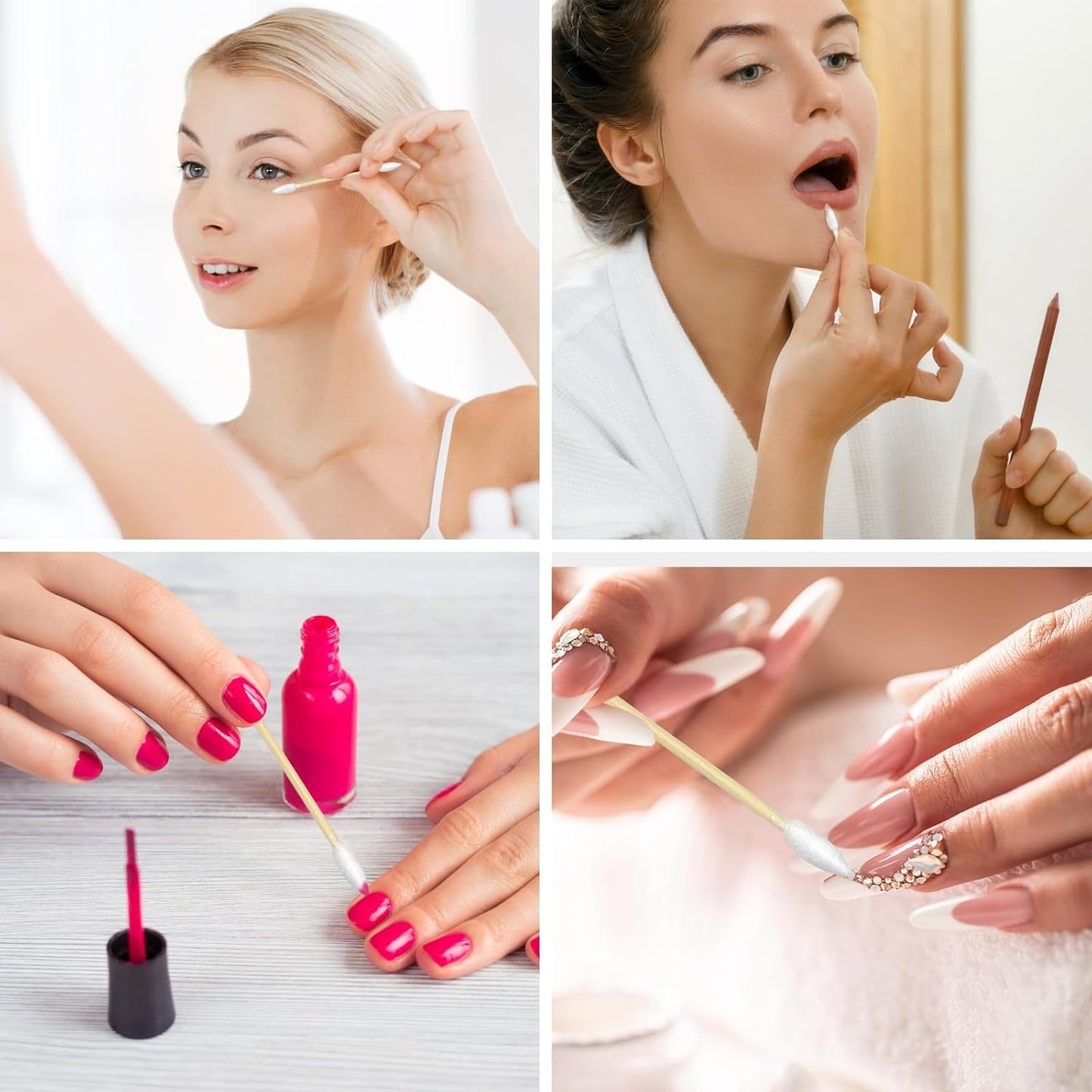 eyxformula 500 Count Pointed Tip Cotton Swabs - Double Precision Tips with Bamboo Sticks - Pointy Cotton Swabs for Makeup & Nail Polish Touch-ups, Cosmetic Application, Art & Crafts, Detailed Cleaning