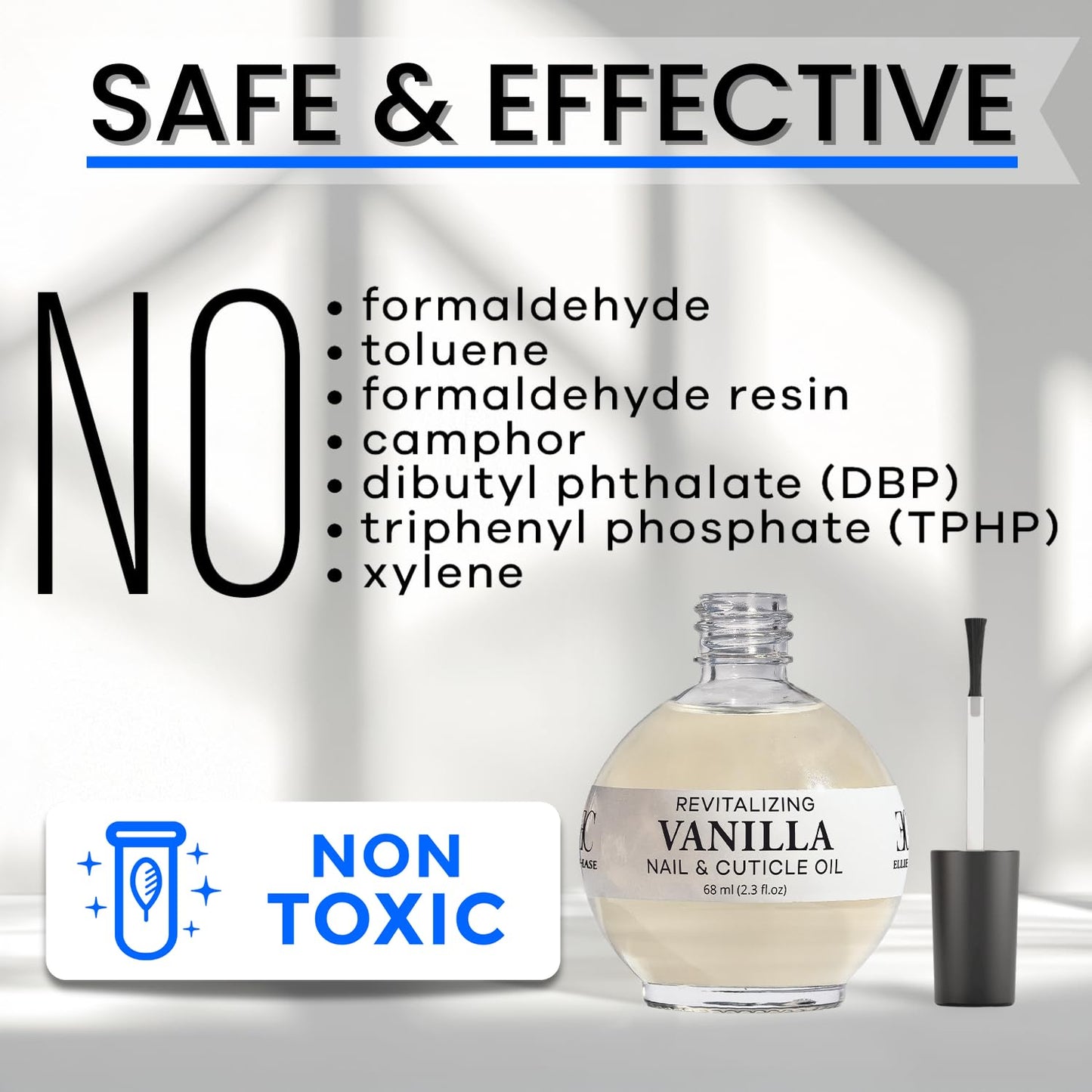 Ellie Chase Moisturizing Cuticle & Nail Care Oil 2.3 Fl Oz - Vanilla Scented – Infused with Jojoba Oil, Aloe, Vitamin E – Nail & Cuticle Hydration, Repair, Moisturizer, Strengthener, Growth