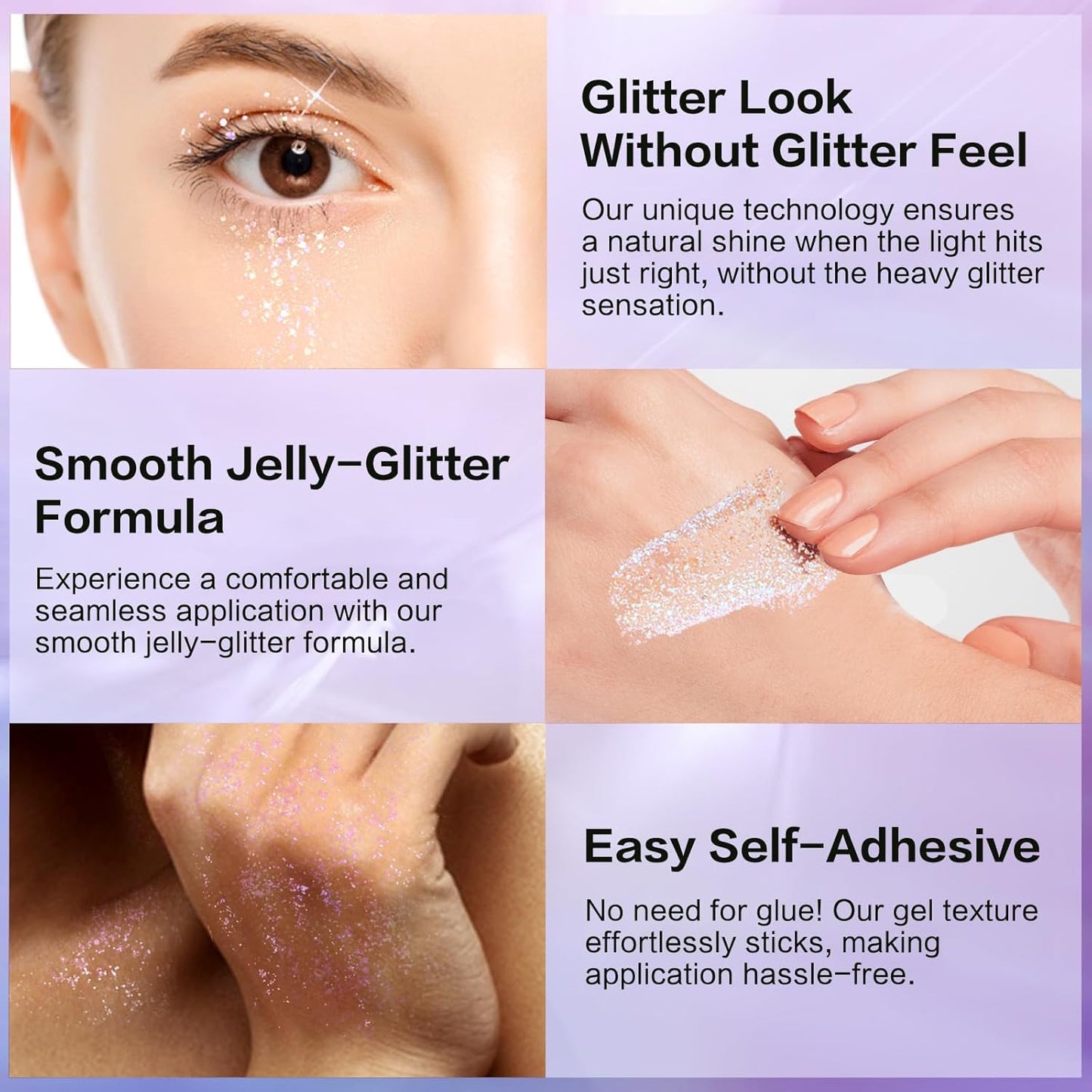 LANGMANNI Holographic Body Glitter Gel for Body, Face, Hair and Lip.Color Changing Glitter Gel Under Light. Vegan & Cruelty Free-1.35 oz (1# Golden Ocean)