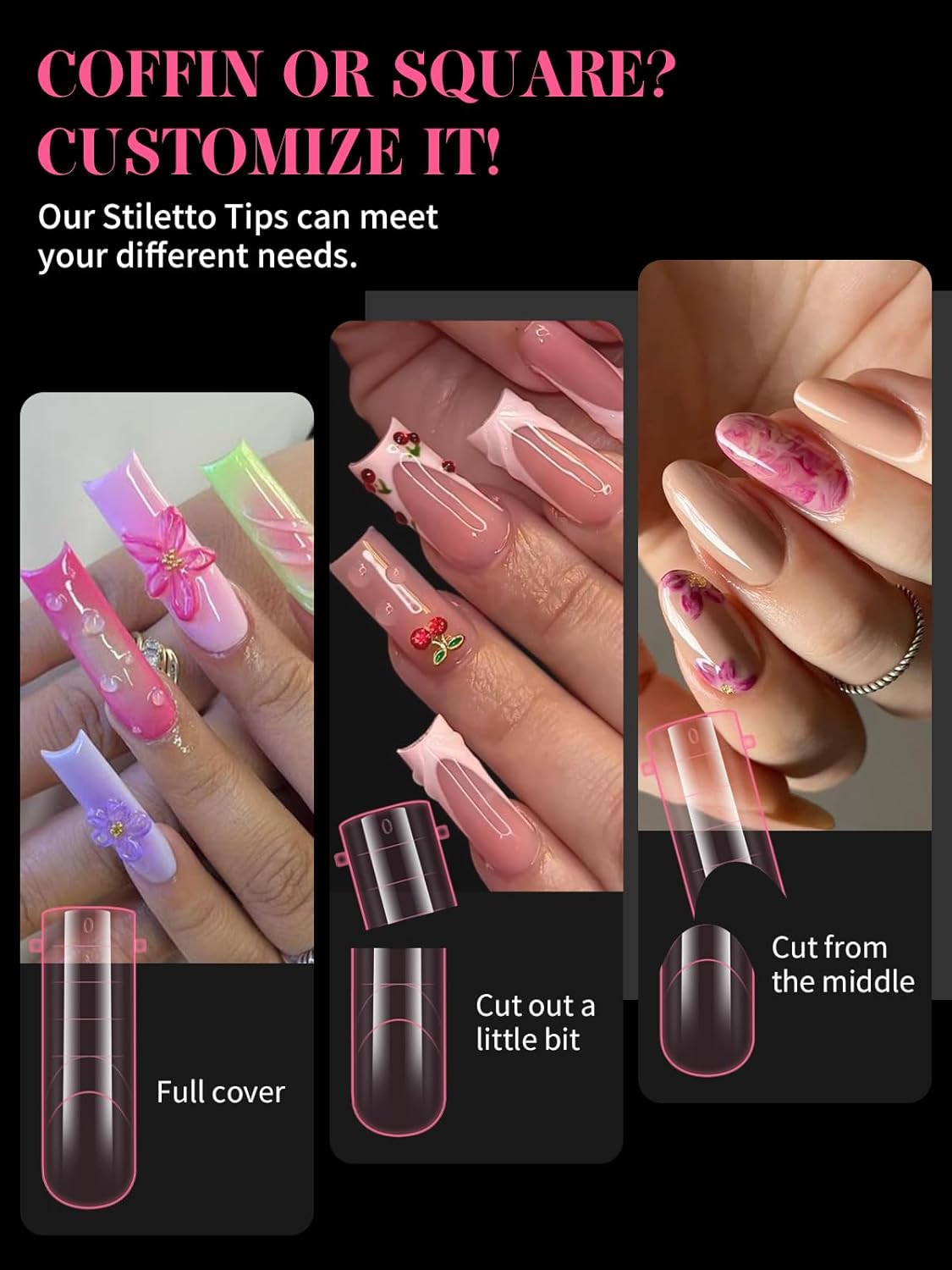 EBANKU Dual Nail Forms for Poly Extension Gel, 150 PCS Pink Nail Molds Reusable 15 Sizes Nail Extension Forms for Builder Gel Manicure Design Salon DIY