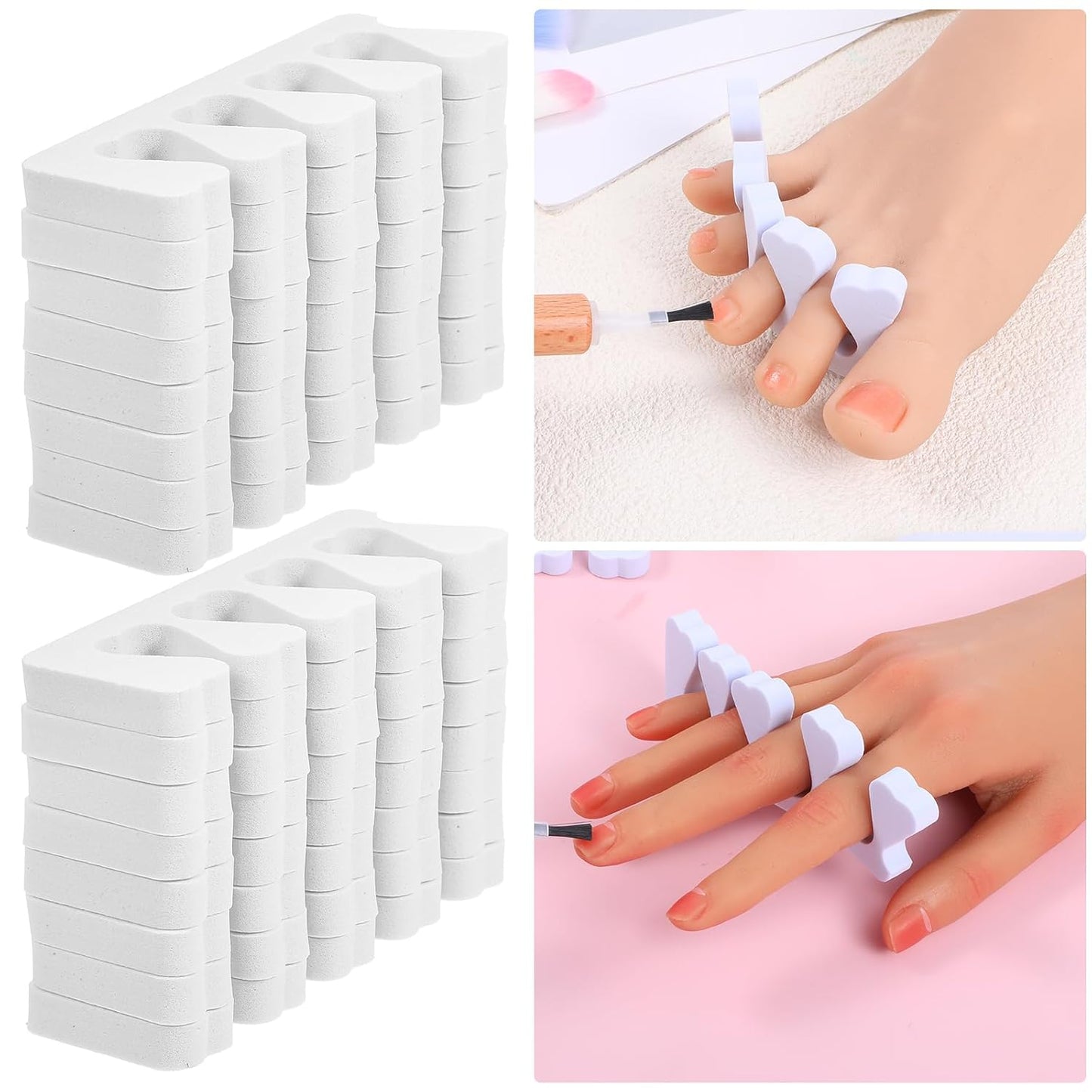 300 Pcs Toe Separators for Nail Polish Bulk Toe Separator Pedicure Correct Foot for Men Women Nail Polish Comfy Soft Pedicure Supplies(White)