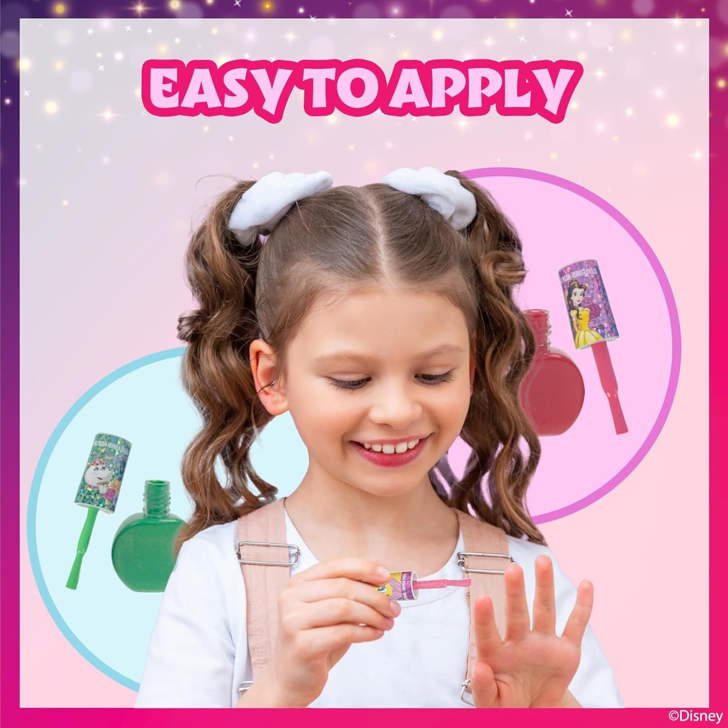 Townley Girl Disney Princess Belle 18 Piece Water-Based Nail Polish Set, Quick Dry and Peels-Off, Nail Paint Set for Girls, Perfect for Parties, Sleepovers and Makeovers, Ages 3