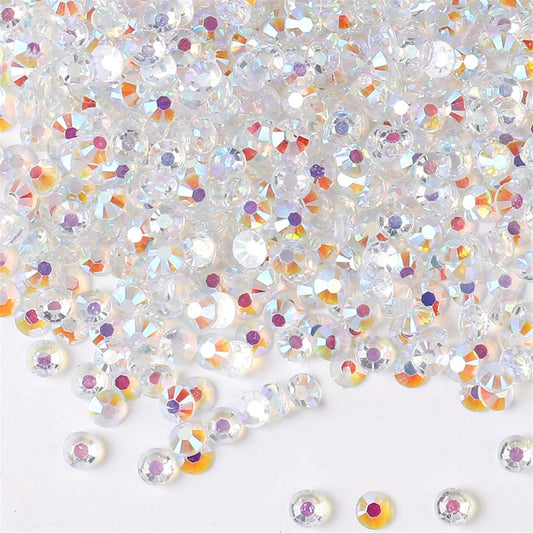 3000 Pieces SS6 2mm Flatback Rhinestones AB Clear Round Gems Crystals for Nail Art DIY Crafts Clothes Shoes Bags （Transparent AB）