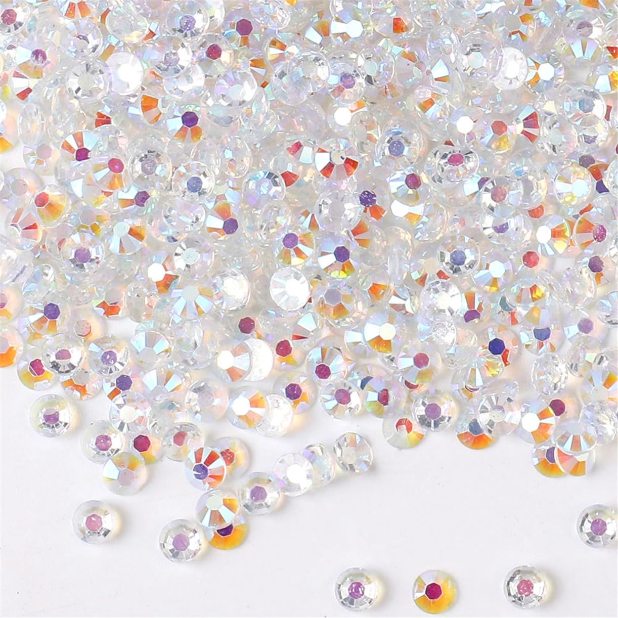 500 Pieces SS30 6mm Flatback Rhinestones AB Clear Round Gems Crystals for Nail Art DIY Crafts Clothes Shoes Bags （Transparent AB）