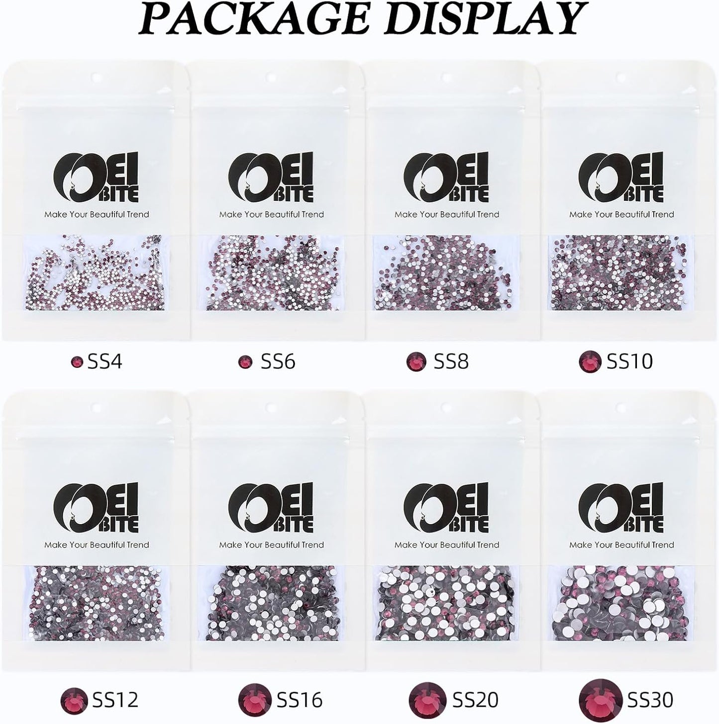 Purple Flatback Rhinestones, Glass Rhinestones for Nail Art and Craft, Glue Fix, Loose Crystal Gemstones(Purple, SS8, 1440pcs, 2.3-2.5mm)