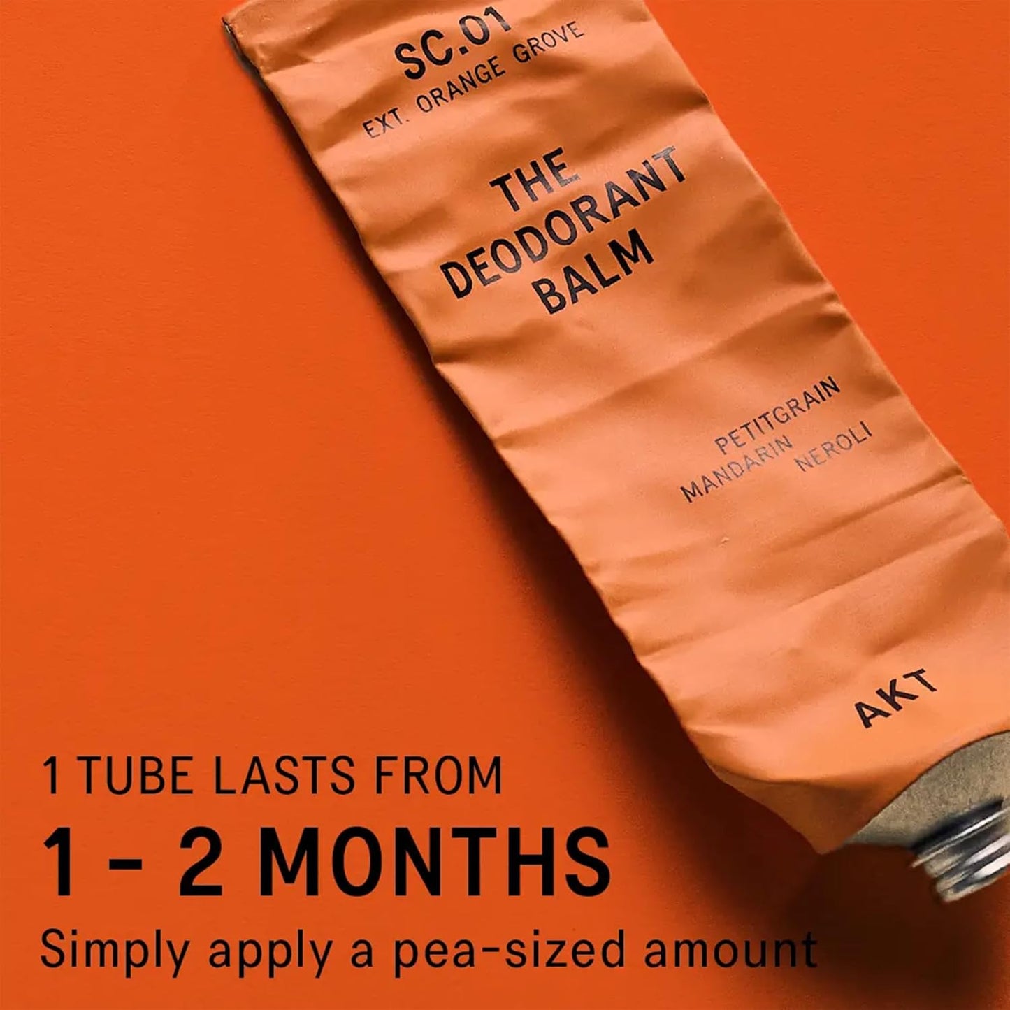 AKT Deodorant Balm 1.7 Fl Oz, Natural Deodorant for Men and Women, Award-Winning, Multi-use, Cream Deo Without Aluminum, Sc.01 Orange Grove, Plastic Free, All Genders