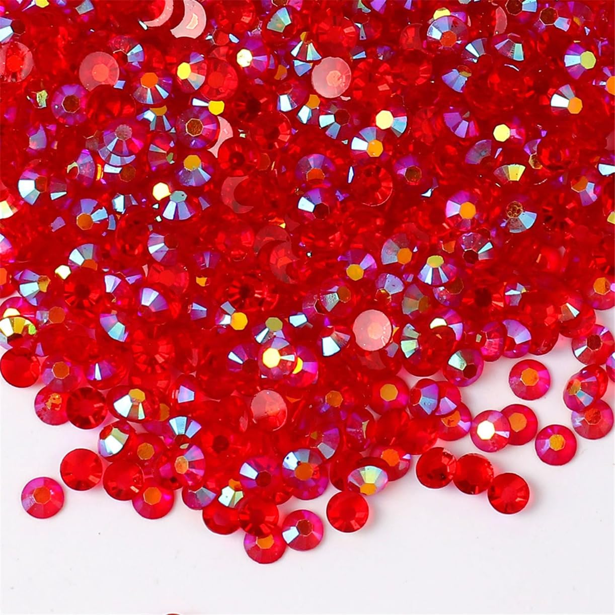 3000 Pieces SS12 3mm Flatback Rhinestones AB Clear Round Gems Crystals for Nail Art DIY Crafts Clothes Shoes Bags （Transparent Red AB）