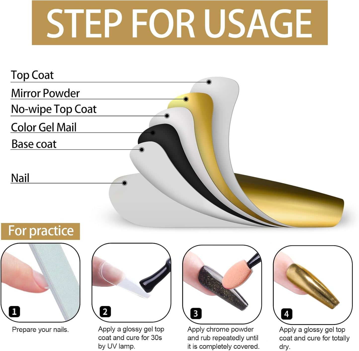 Artdone Chrome Nail Powder, Light Gold Iridescent Aurora Powder Metallic Mirror Effect Pigment Pearlescent Mermaid Pigment Pearl Glitter Dust Kit, Nail Art Decoration, Resin Craft