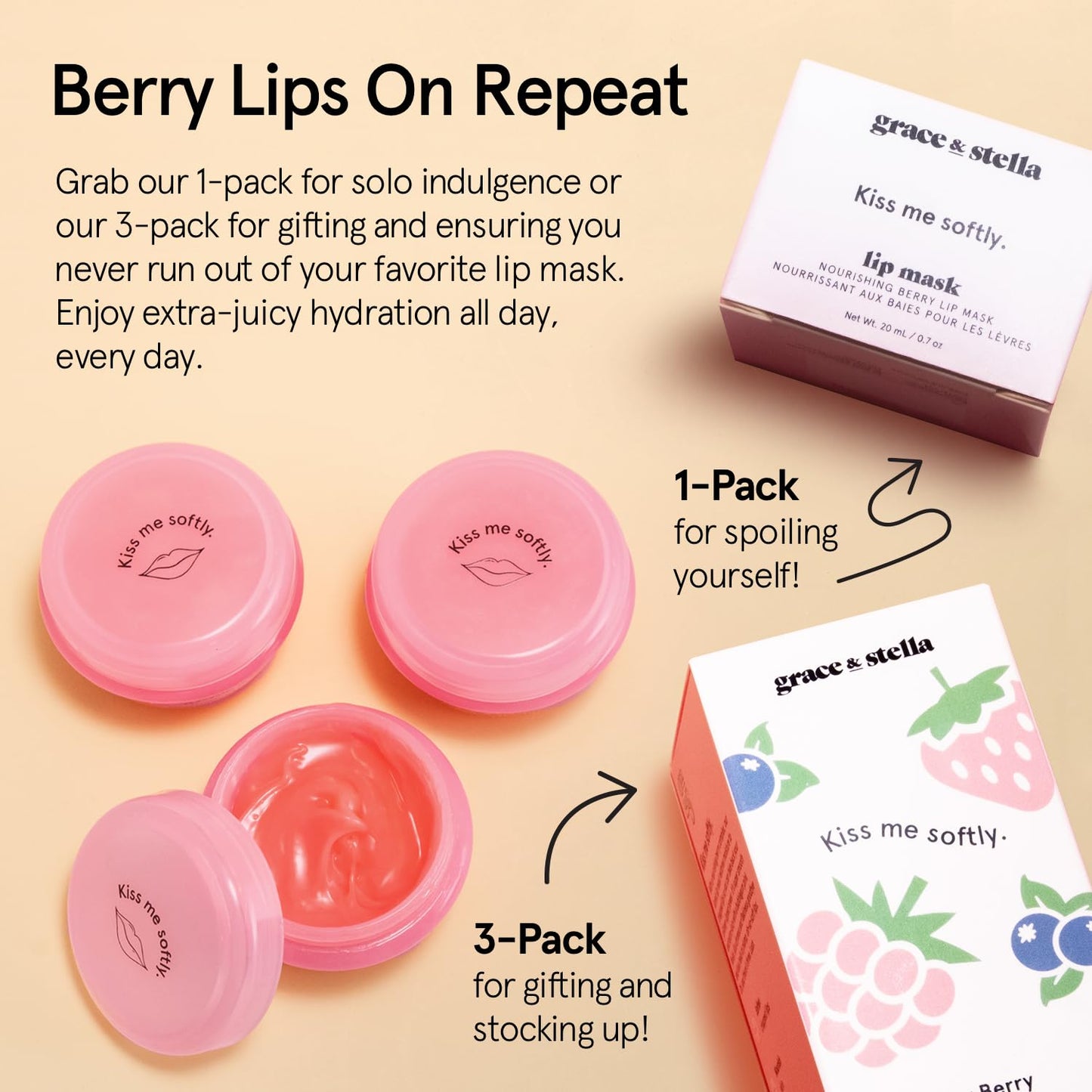 grace & stella Award Winning Lip Butter - Lip Balm Hydrating - Nourishing Lip Mask (3-pack) Airplane Travel Essentials, Beach Vacation and Purse Essentials - Lip Moisturizer for Dry Lips - Vegan
