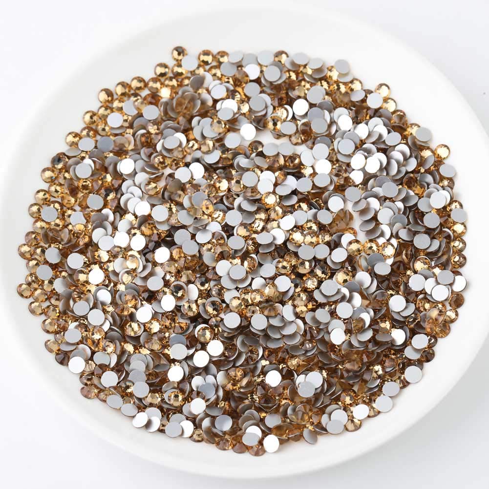 beadsland Flat Back Crystal Rhinestones Round Gems, Lt Colorado Topaz, (2.7-2.8mm) SS10/1440pcs