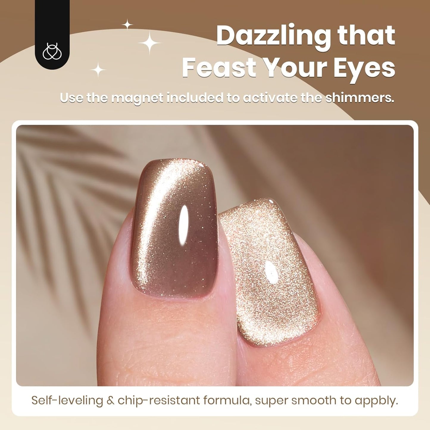 Beetles Brown Cat Eye Gel Nail Polish - Velvet Cinnamon Cat Eye Gel Polish, 15ML Fall Brown Mocha Mousse Magnetic Glitter Gel Polish with Magnet Soak Off UV French Nail Art Manicure Gift for Women