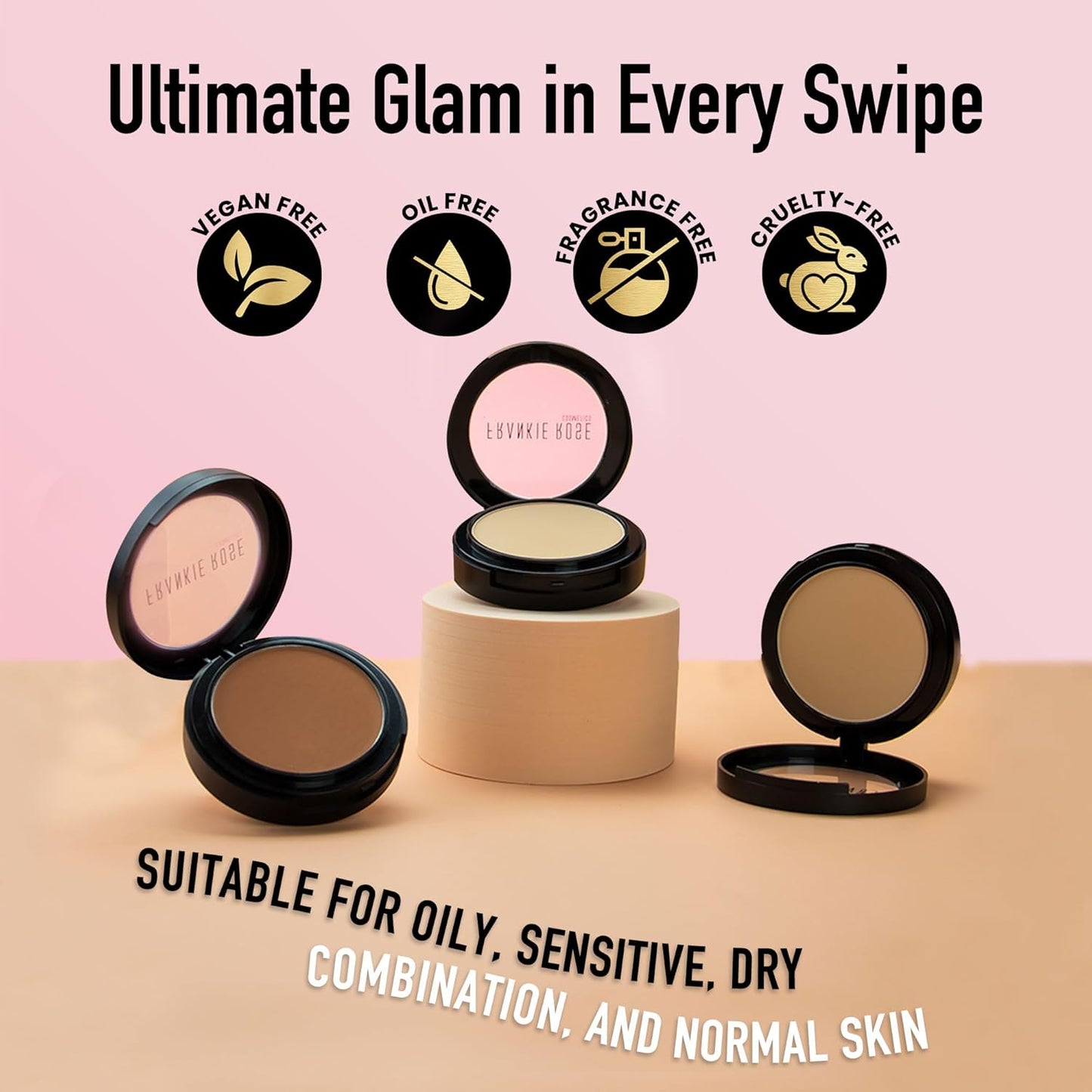 Frankie Rose Cosmetics Powder Foundation – Full Coverage Face Powder For Pores & Imperfections, Evens Out Skin Tone & Shine-Control | 58 Grams (Olive)