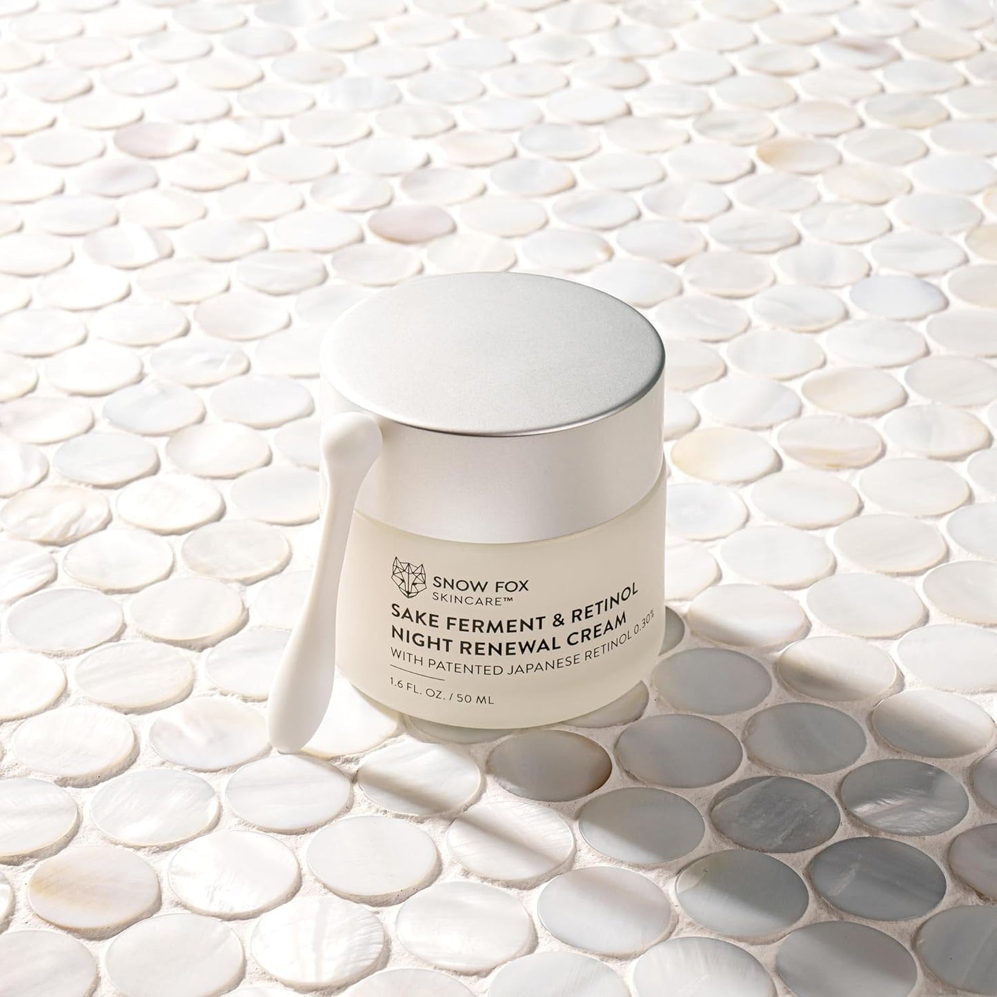 Snow Fox Skincare Sake Ferment & 0.30% Retinol Night Renewal Cream - Patented Japanese Technology for Youthful, Vibrant Skin | Smooth Fine Lines, Ease Redness, Boost Microbiome & Skin Barrier