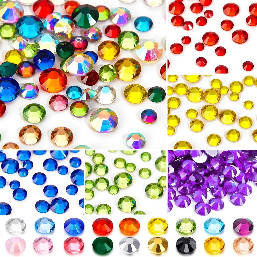Flatback Rhinestones Round Gems for Nails Art and Crafts 4000Pcs SS6 2mm Glitter Crystals Stone DIY Bags Clothes Shoes (Green)