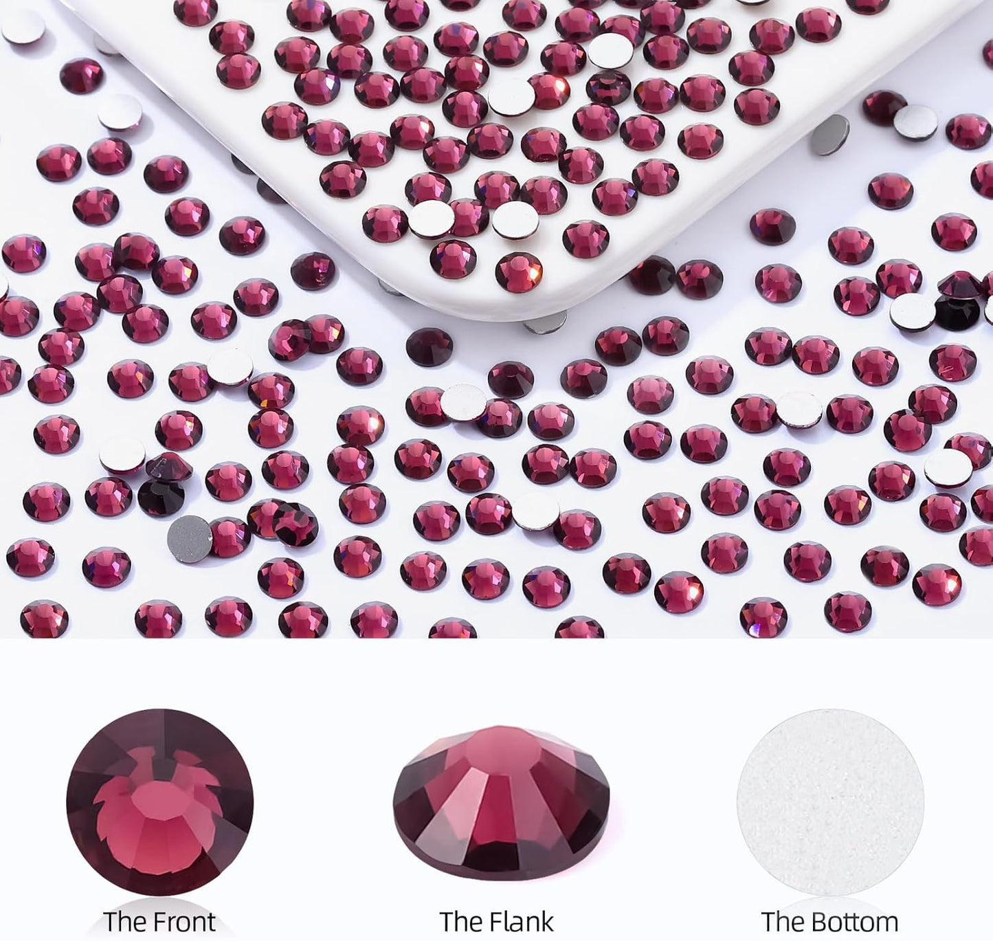 Purple Flatback Rhinestones, Glass Rhinestones for Nail Art and Craft, Glue Fix, Loose Crystal Gemstones(Purple, SS12, 2880pcs, 2.9-3.0mm)