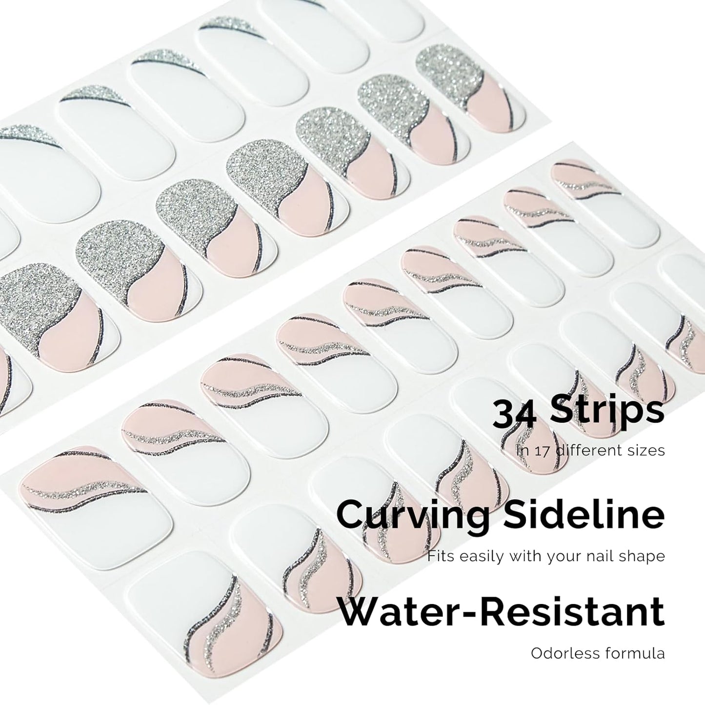 NAILOG Semi Cured Gel Nail Strips 34 pcs| Buy 2 Get 1 UV Lamp | Long Lasting Nail Polish Sticker Wraps with Glossy Gel Finish, Be with You