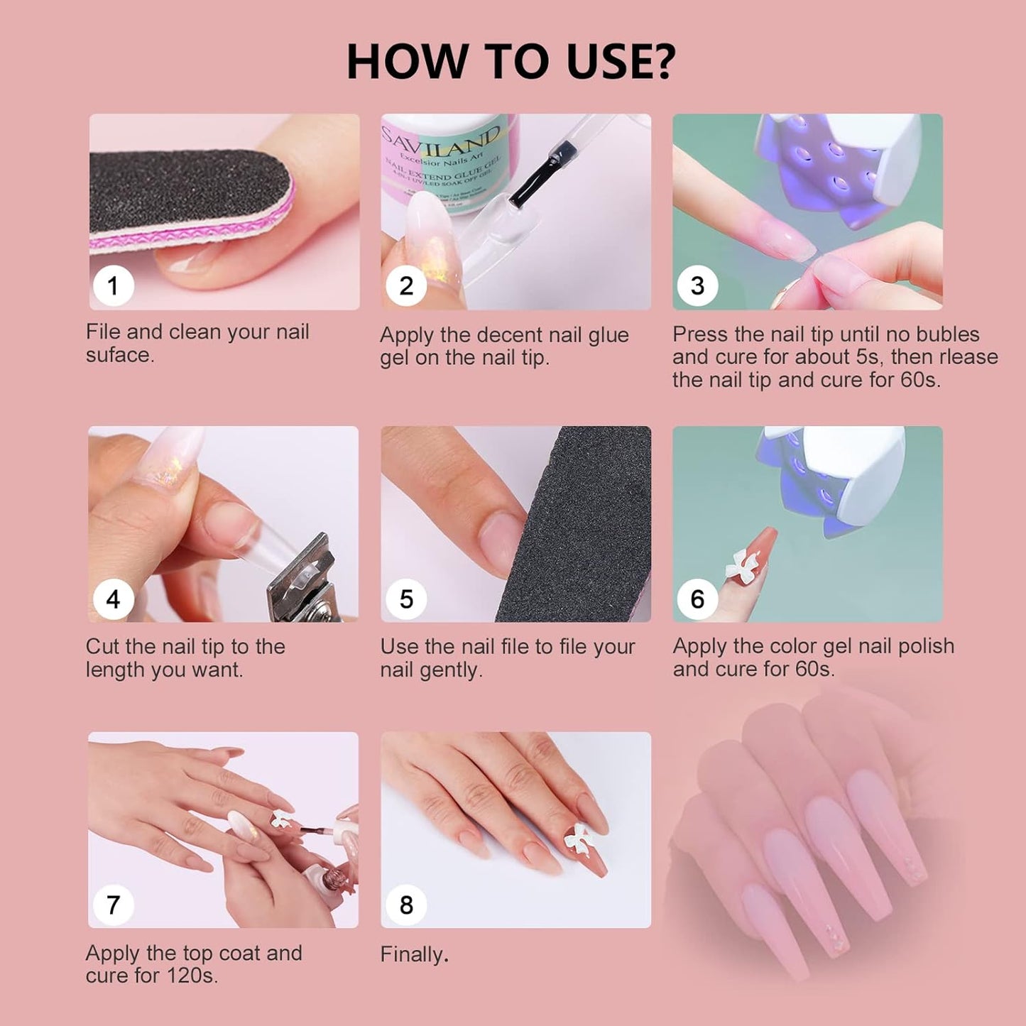 SAVILAND Portable LED Nail Lamp - 21W Gel Lamp, Mini U V Light, Nail Dryer for Polish Glue Gel Kit, Quick Dry Curing for Salon Home DIY Manicure