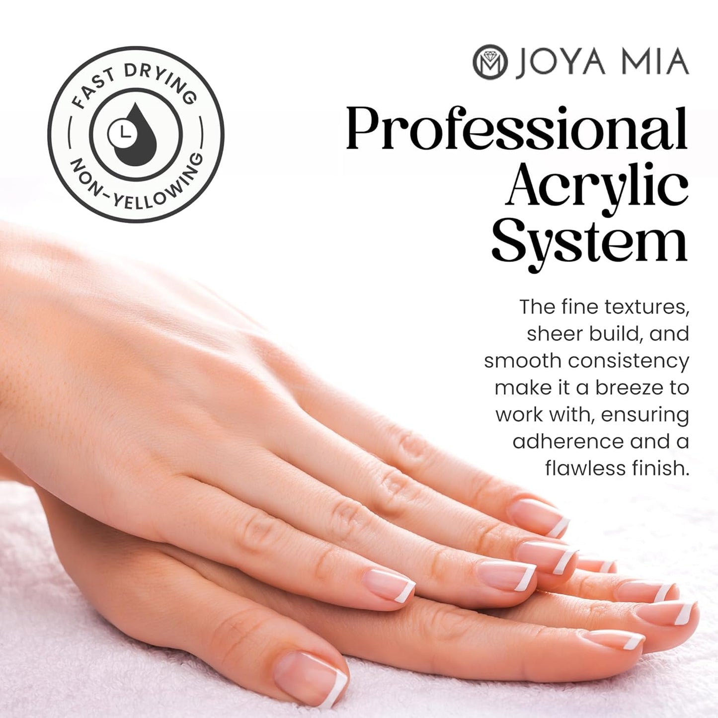 Joya Mia Acrylic Powder for Nails, MMA-Free, Super Adhesion Professional Powder for Flawless & Long-Lasting Nail Enhancements, Easy Application, Vibrant & Stunning Colors - Soft Pink, 8 oz