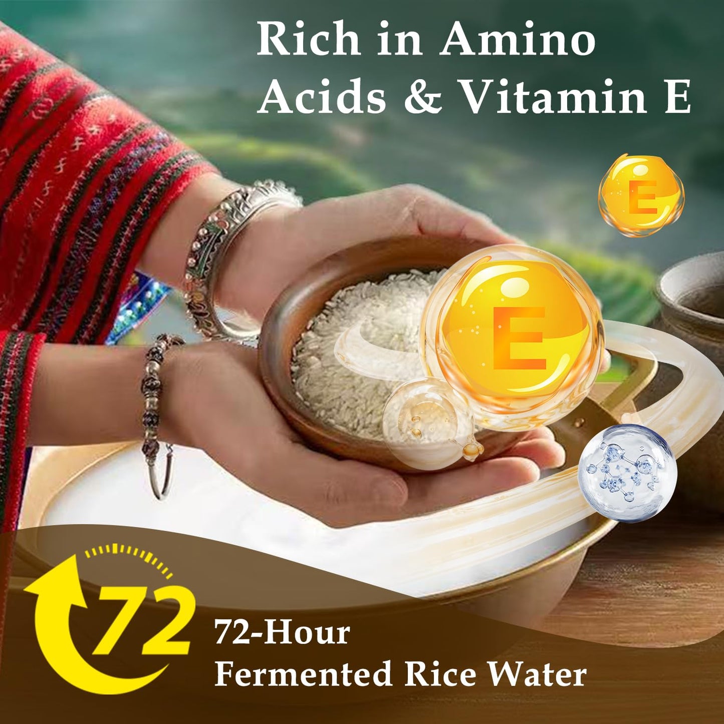 Rice Water Shampoo & Conditioner Bar Set – Strengthens and Nourishes Thinning Hair with Fermented Rice Water & Amino Acids, Sulfate & Paraben Free, for Men and Women