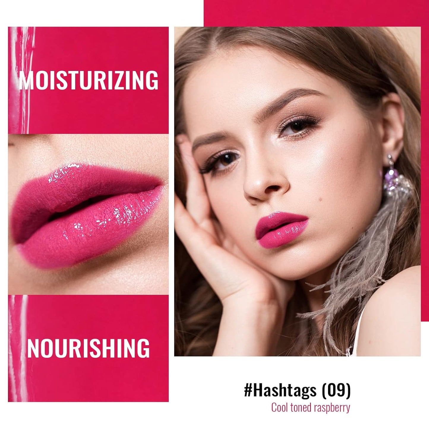 Oulac Moisturizing Shine Rose Pink Lipstick for Women, 2 in 1 Tinted Lip Balm for Winter, Hydrated Juicy and Glossy Lip Color for Dry, Cracked and Chapped Lips, Vegan 2.2g/0.07oz (09)