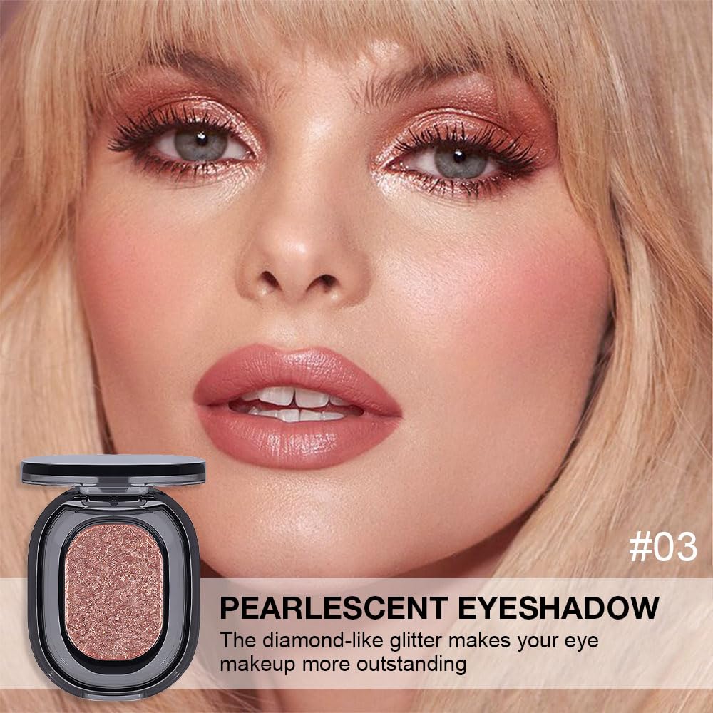 Eye shadow low saturation delicate long-lasting eye shadow palette, Monochrome Glittler Eyeshadow, pressed glitter eyeshadow, Glittle Pressed Powder Single Vegan Eyeshadow, (02 Glittle Brown)