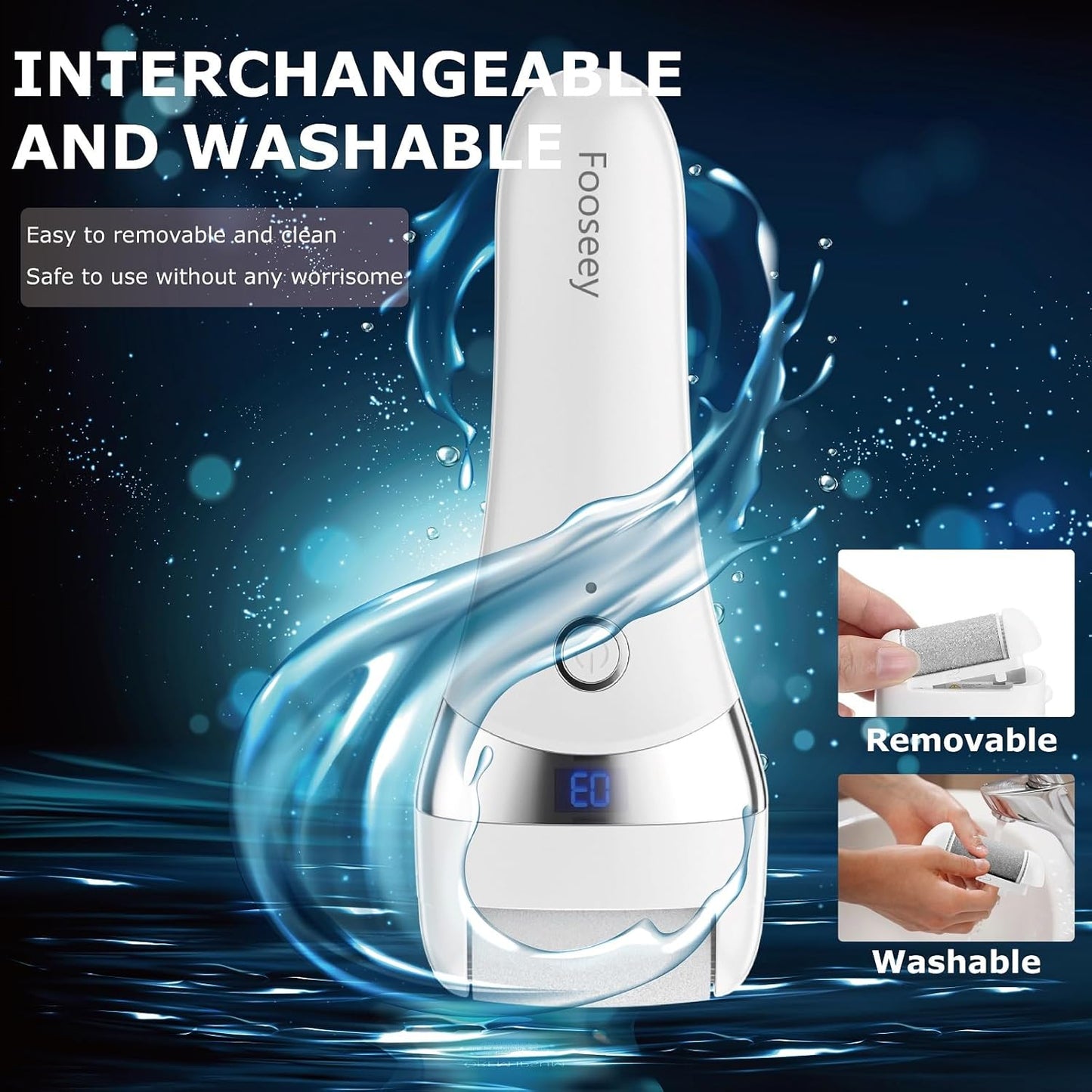 Upgraded Electric Foot Callues Remover, Portable Electric Foot Files with 3 Heads, Rechargeable Feet File for Foot Care, Waterproof Deadskin Remover, Pedicure Tool for Dry and Crack Feet