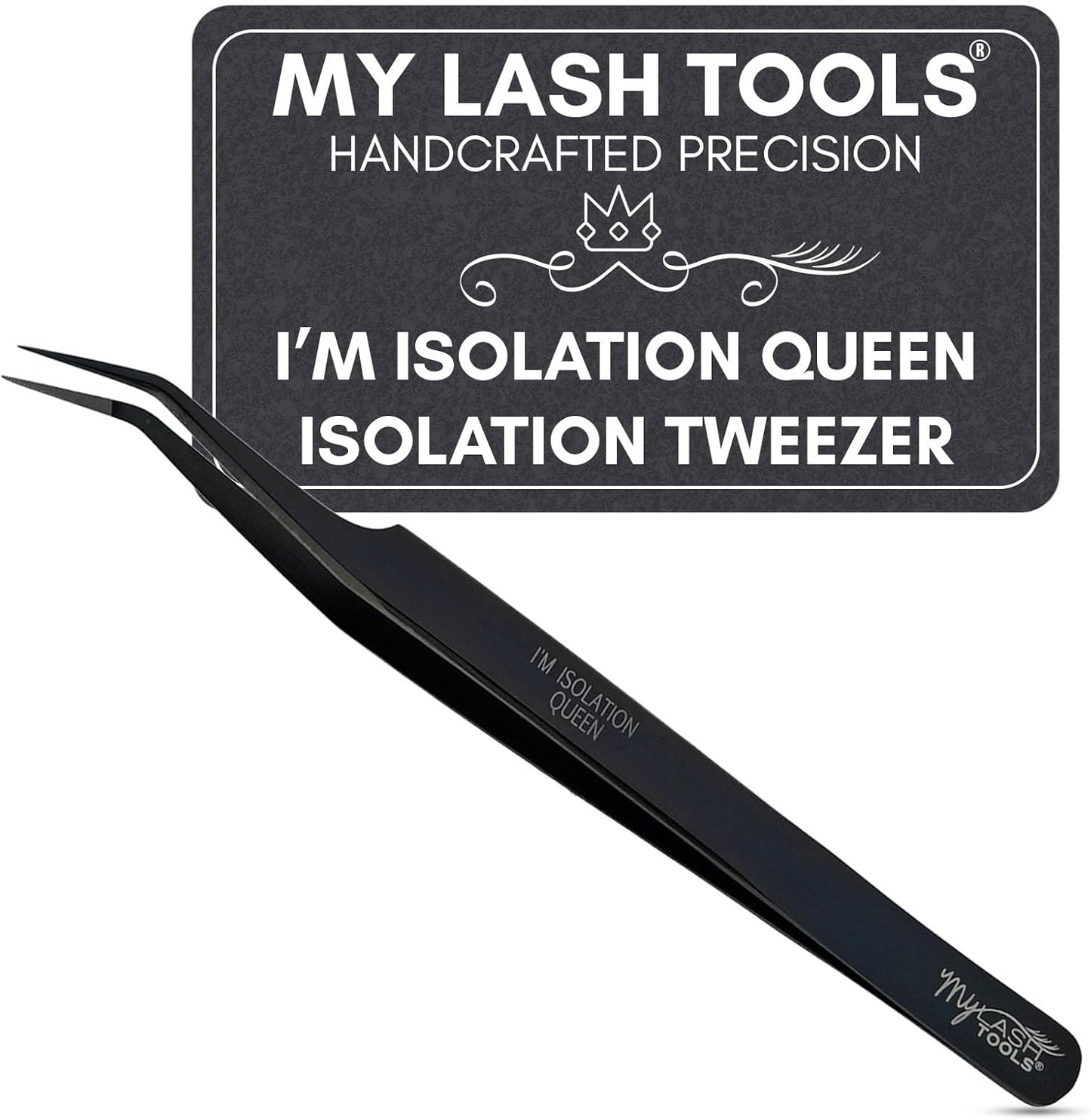 Isolation Tweezer Black Fiber Tip Lash Tweezer 12cm – Precision Stainless Steel Eyelash Extension Tool, Anti-Slip, Fine Tip for Lash Separation & Placement, Lash Artist Supplies