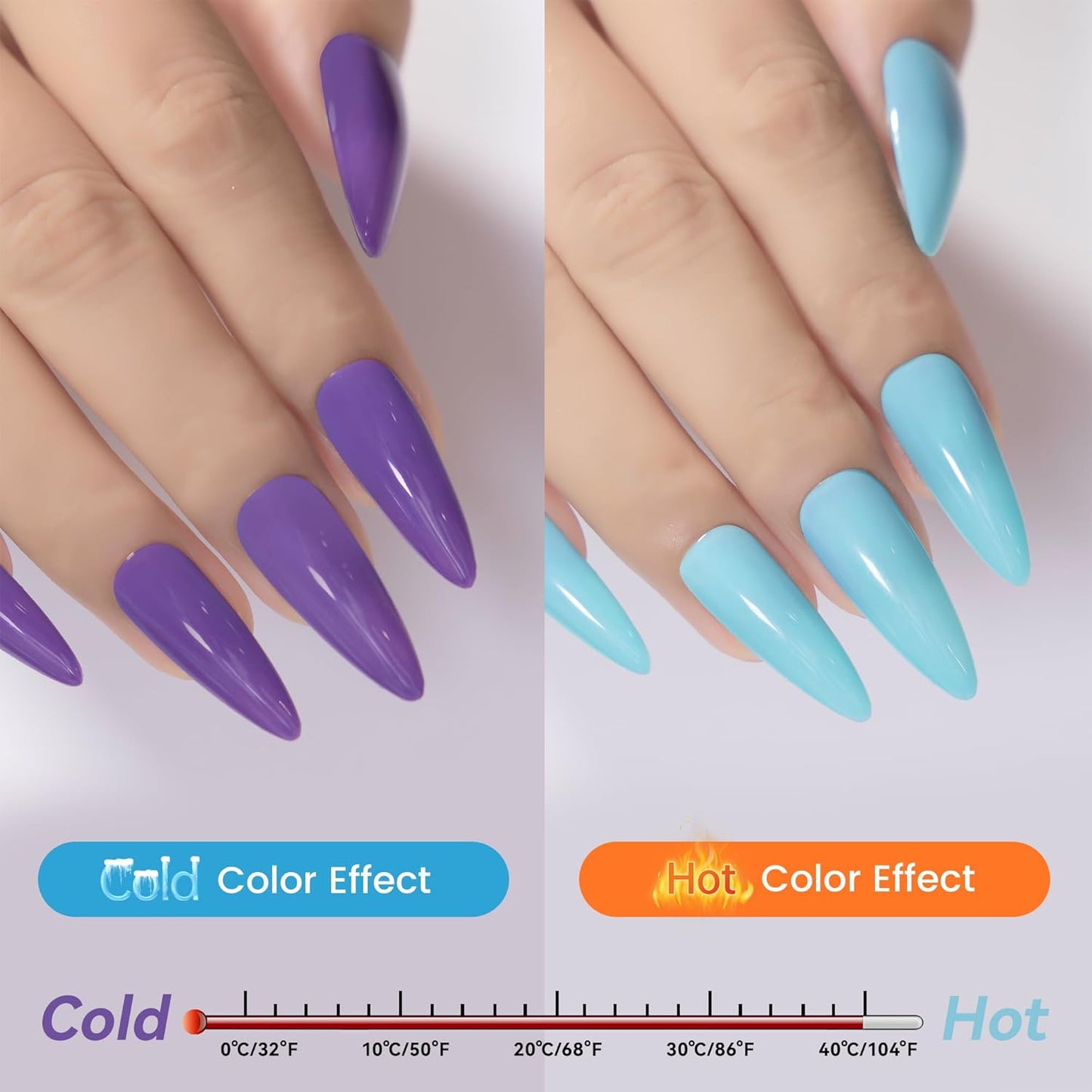 YTD Likomey Color Changing Gel Nail Polish,15ml Mockingbird Egg Blue To Purple Mood Temperature Change Colors,Fall Winter Thermal Ombre UV Manicure Pastel UV Nail Varnish,WB343