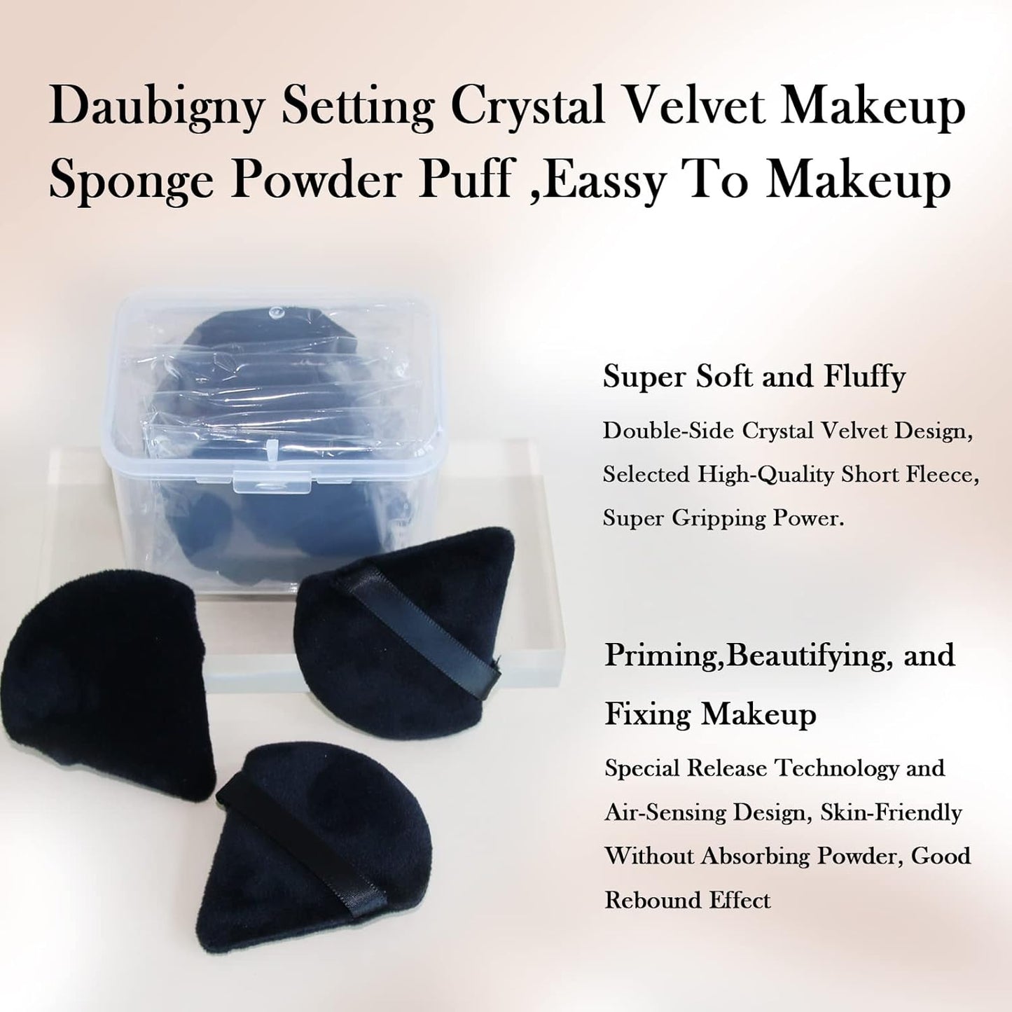 Powder Puff Daubigny 6 Pieces Powder Puff Face Soft Triangle Makeup Puff for Loose Powder Mineral Powder Body Powder Velour Cosmetic Foundation Blender Sponge Beauty Makeup Tools(Black)