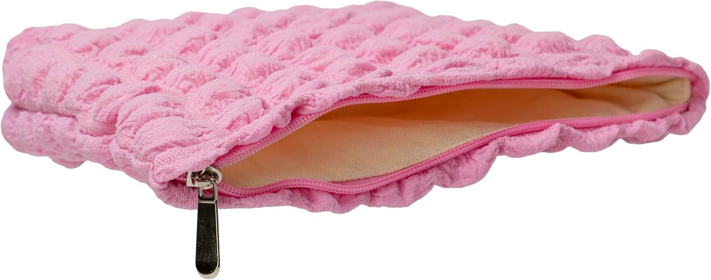 Floral Makeup Bag Large Cotton Zipper Pouch for Purse Travel Canvas Make Up Organizer for Women Cosmetic,Bubble Watermelon Pink