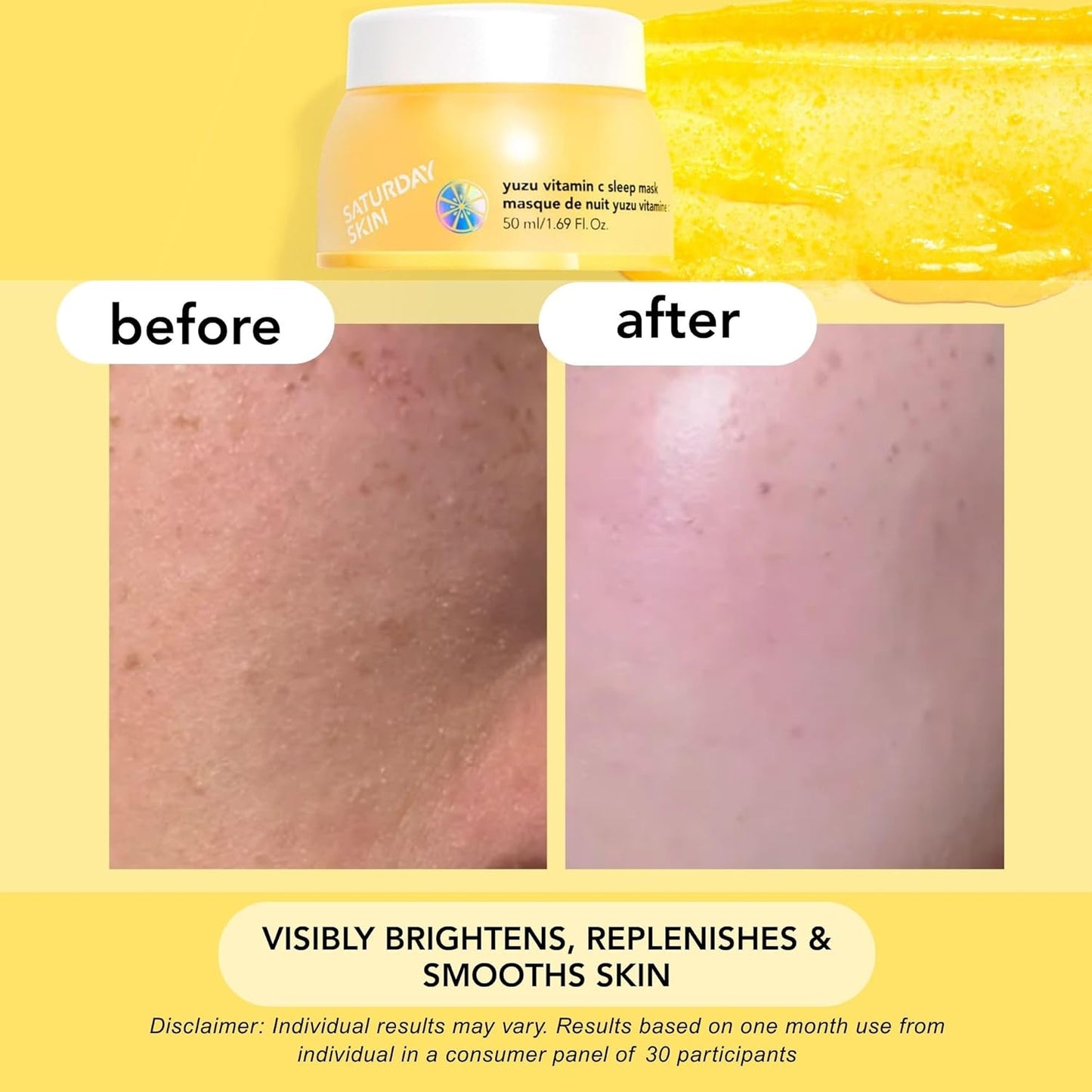 Saturday Skin Yuzu Vitamin C Sleep Mask Regenerist Retinol Ultra Rich Face Moisturizer Cream Smooth Skin and Reduce Wrinkles Ideal for All Skin Types