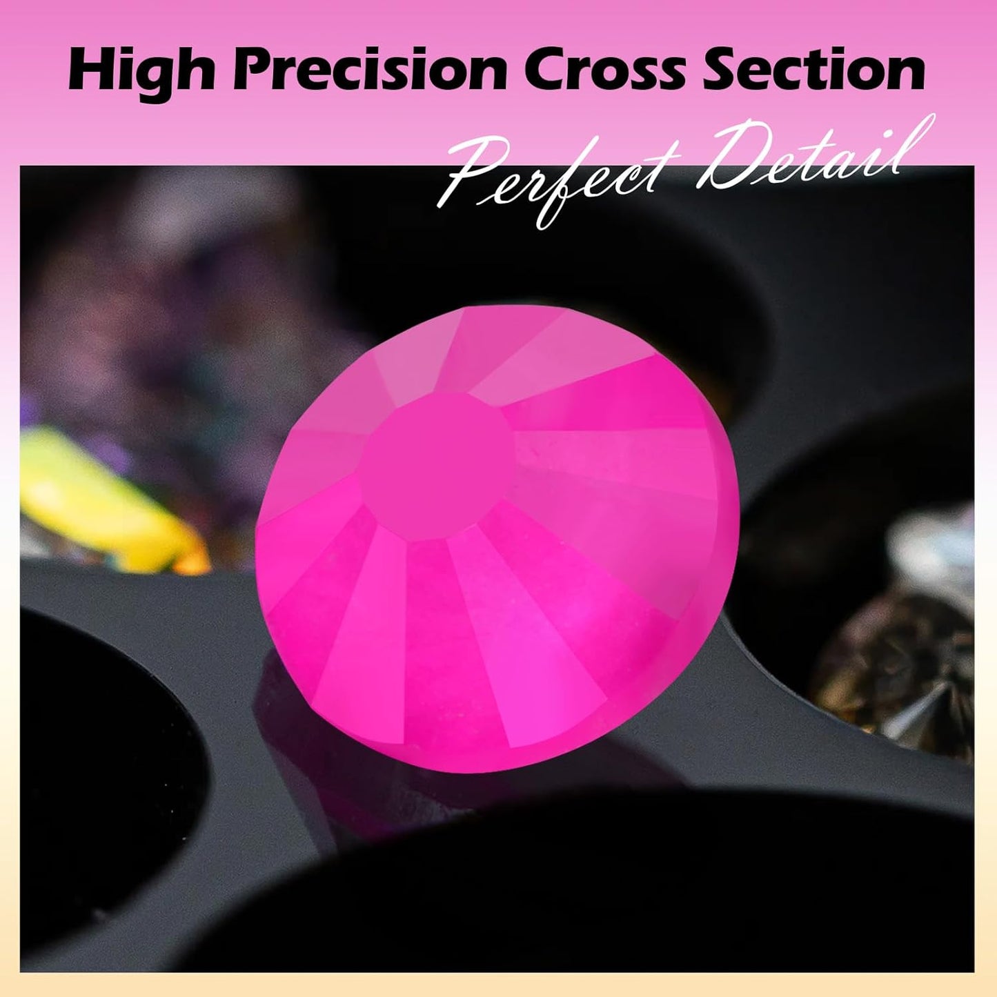 Neon Rose Flatback Rhinestones, Glass Rhinestones for Nail Art and Craft, Glue Fix, Loose Crystal Gemstones(Neon Rose, SS8, 1440pcs, 2.3-2.5mm)