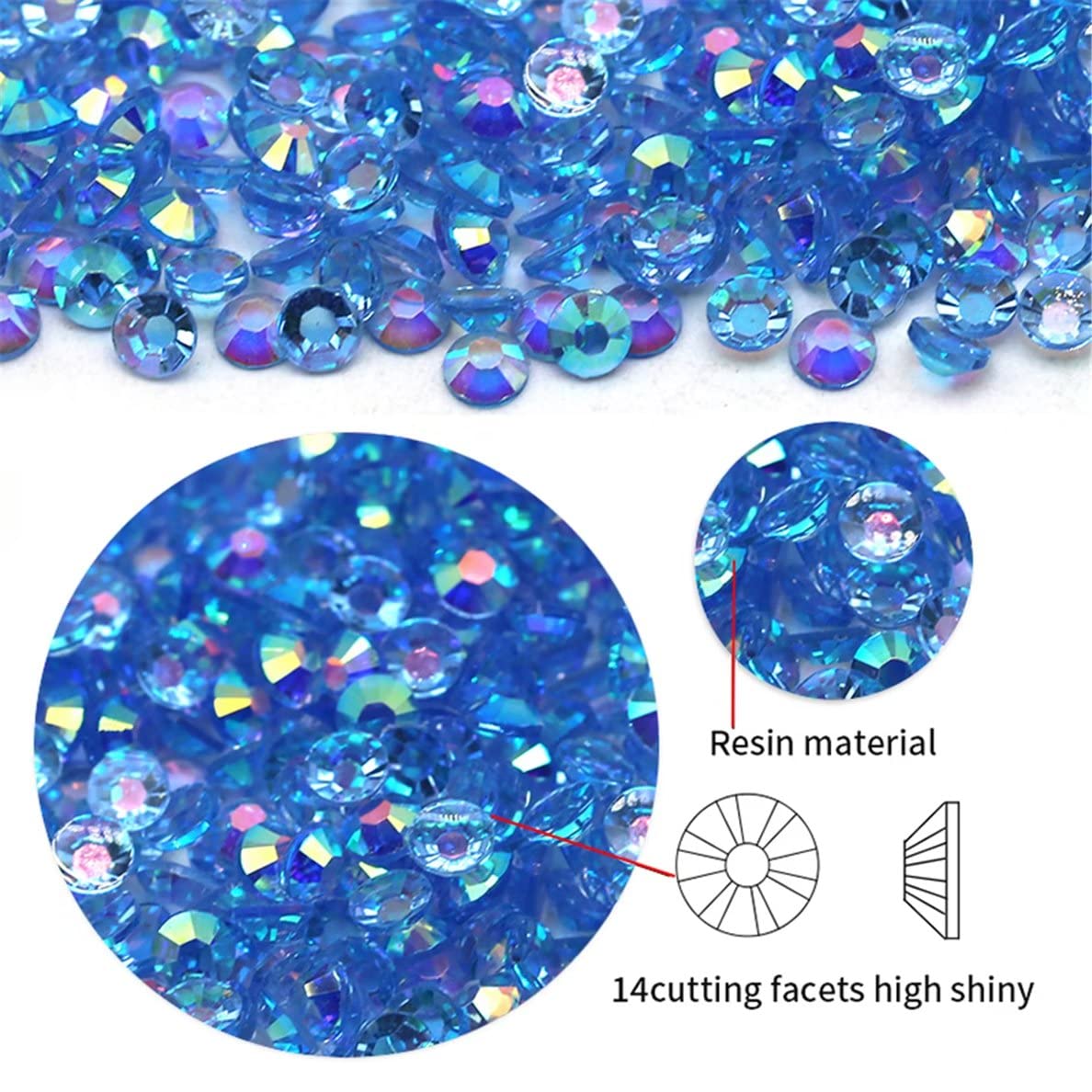 4500 Pcs SS12 3mm AB Flatback Rhinestones for Nails Art Crafts Transparent Glitter Round Gems Crystals DIY Clothes Shoes(Clear Champagne AB)