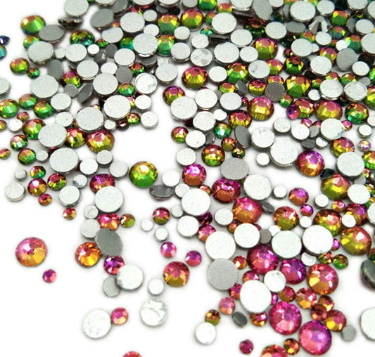 Rhinestones flat back gems round DIY decorative Nail Face and apparel accessories ss3-20 mix size(4320pcs five color)