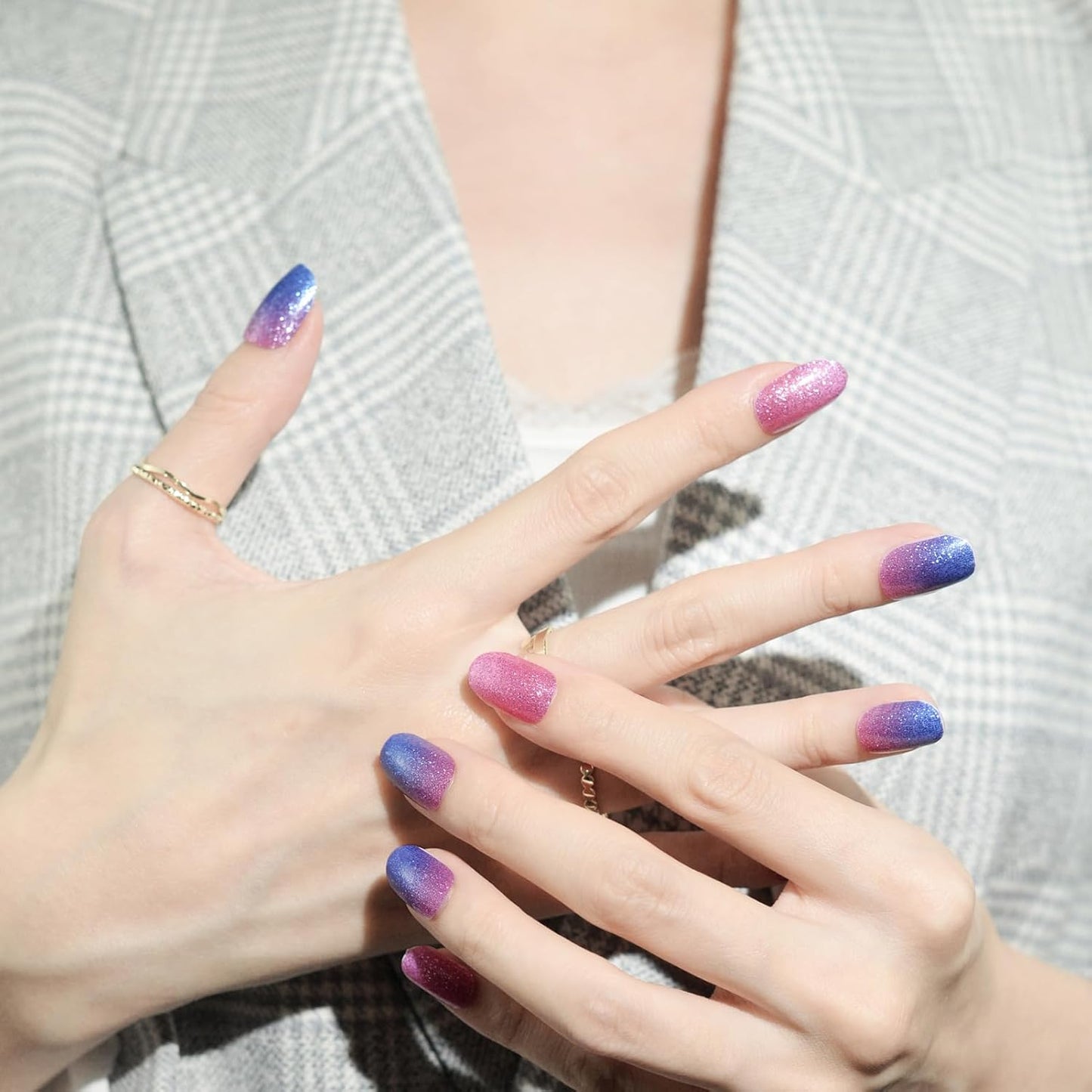 Nail Polish Strips, 32PCS Salon Quality Wraps, Long Lasting Gel Nail Stickers for Women Easy Apply& Remove (Nebula Purple)