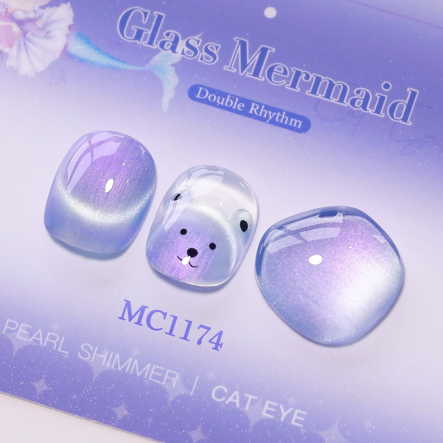 Double Rhythm 0.5 Oz Cat Eye Gel Polish with Magnet Same Color Same Bottle Holographic Glitter Shimmer Translucent Color Salon 15 ML Magnetic Nail Art (Mermaid Blue-MC1174)