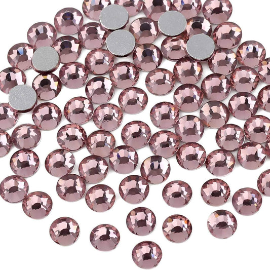beadsland Flat Back Crystal Rhinestones Round Gems for Nail Art and Craft Glue Fix, Light Purple (2.3-2.5mm) SS8/1440pcs