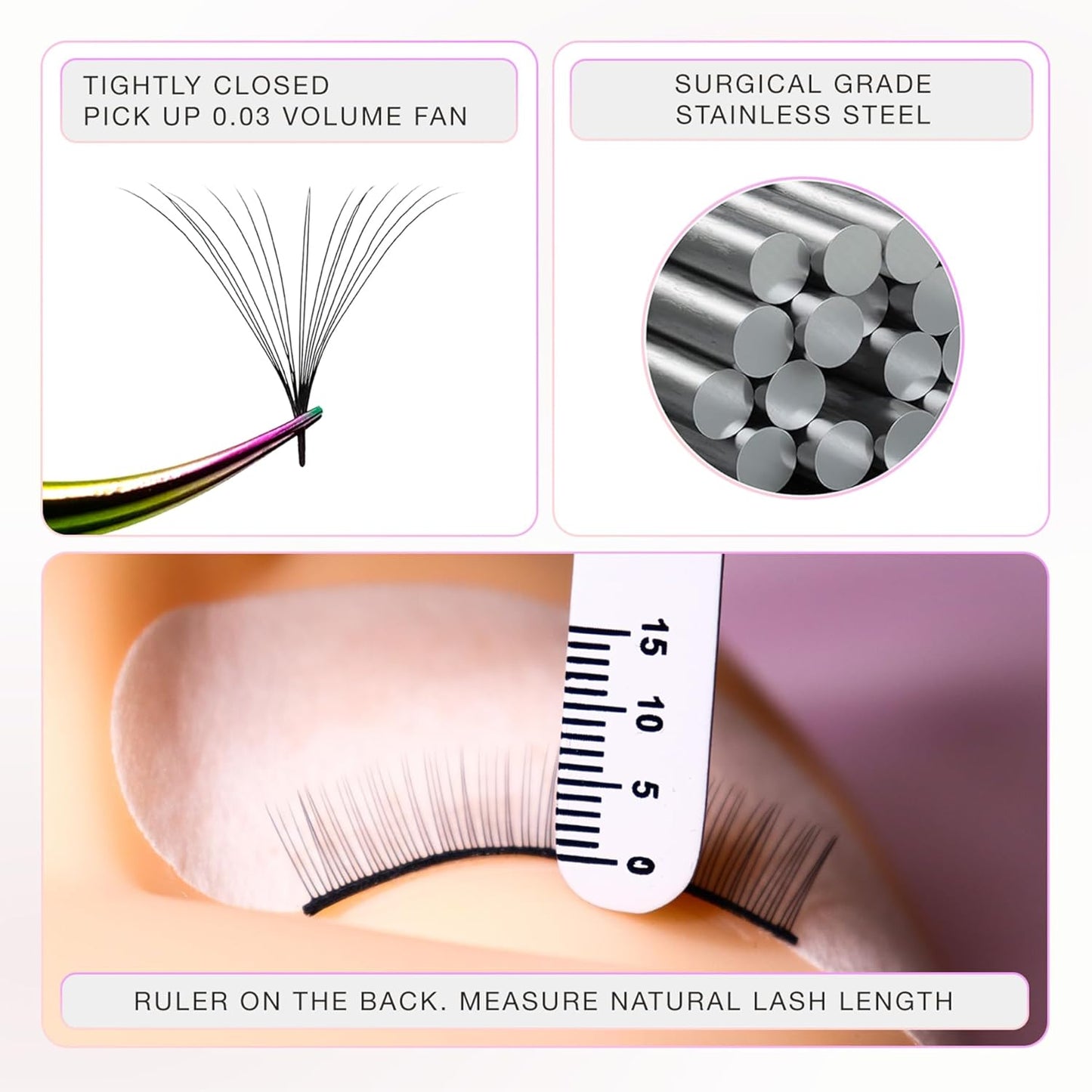 Curacoro Lash Tweezer - Professional & Precision Fiber Tip Grip Lash Tweezers for Eyelash Extensions, Multi Shapes & Purposes Tweezers for Volume, Isolation & Classic Lashes (Silver, The Good Angle)