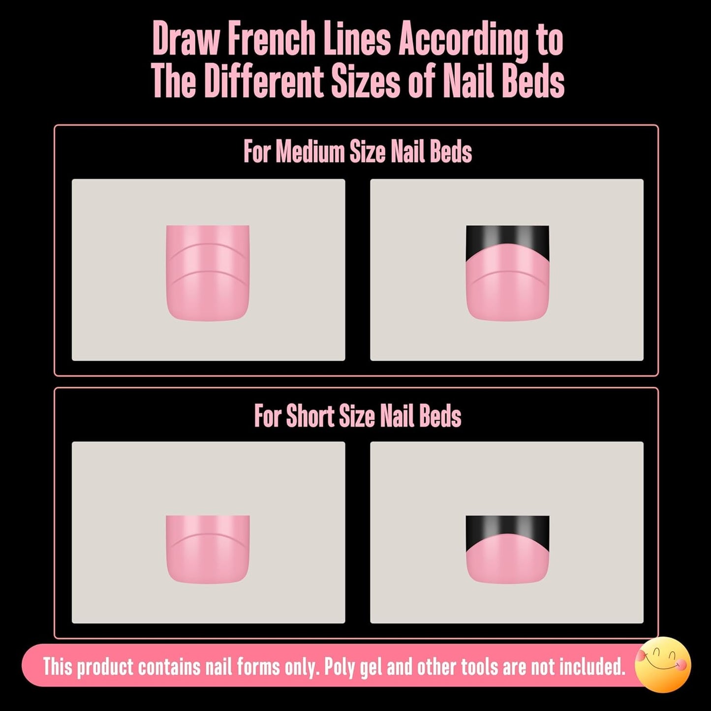 Upgrade Toe Dual Nail Forms for Poly Gel with Inner French Tips Auxiliary Line for Toenail Extension, Square Soft Gel Nail Extension, Full Cover Molds for Pedicure DIY x 15 Sizes 270 pcs