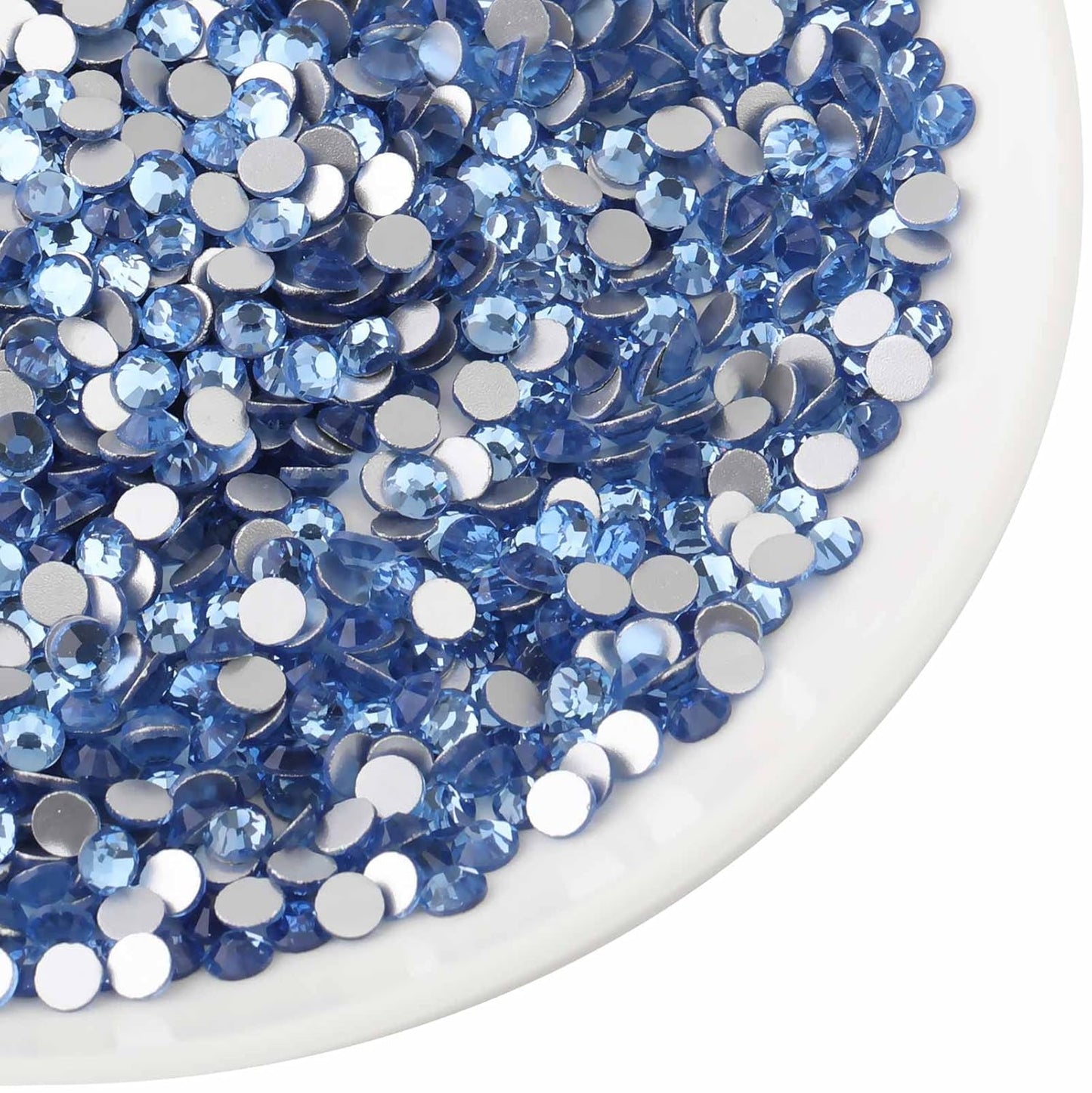 beadsland Flat Back Crystal Rhinestones Round Gems for Nail Art and Craft Glue Fix, Light Blue (2.9-3.0mm) SS12/1440pcs
