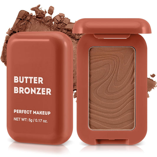 Boobeen Soft Matte Bronzer, Contour Palette for Face, Bronzing Blush Powder for Contouring, Long-lasting Buildable Bronzed Shimmer