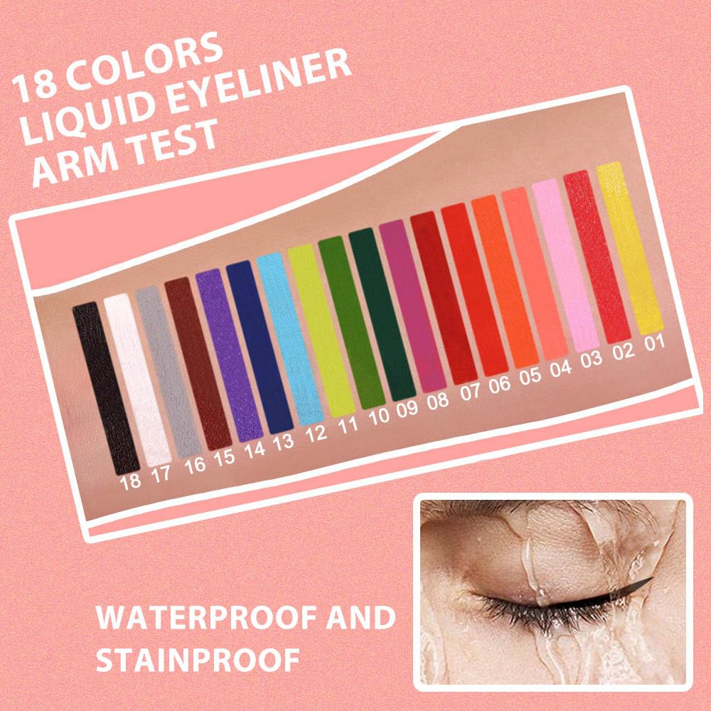 evpct 1Pcs Red Liquid Eyeliner Makeup Waterproof Brown Eye Liners for Women, Eyes Wing Eyeliner Stamps Shapes Colored Eyeliner delineador de ojos a prueba de agua contra el agua blanco para ojos