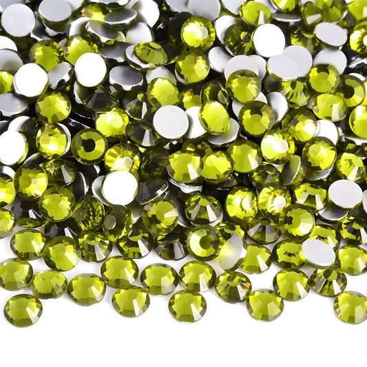 Flatback Rhinestones Round Gems for Nails Art and Crafts 1250Pcs SS20 5mm Glitter Crystals Stone DIY Bags Clothes Shoes (Olive Green)