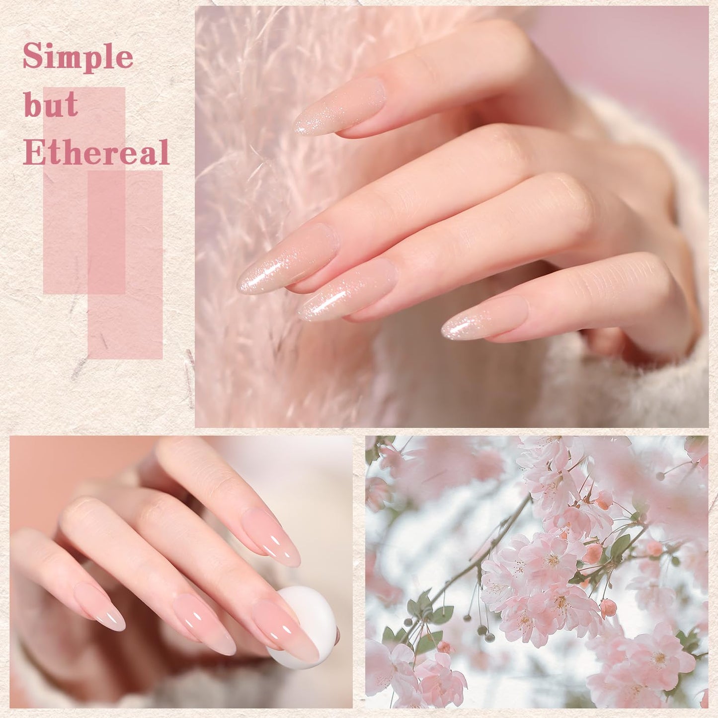 Nude Pink Gel Nail Polish Set, 10 Colors Neutral Nude Gel Polish Kit Translucent Milky White Purple Spring Summer Trend Nail Art DIY Manicure at Home Gifts for Girls Women