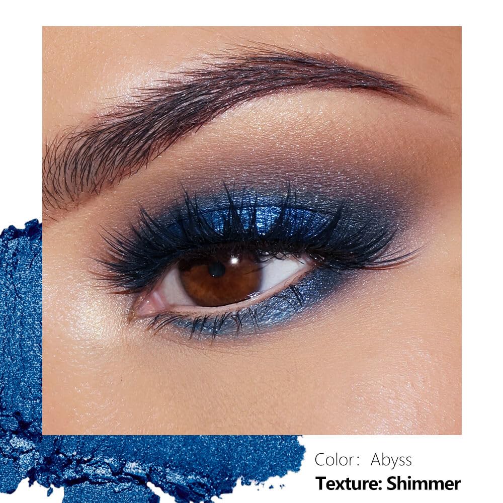 Magnetic Blue Single Eyeshadow Matte Shimmer Highly Pigmented Blendable Longwear Powder in Magnetic Refill Pan for Custom Palette Easy to Apply and Remove (Abyss)